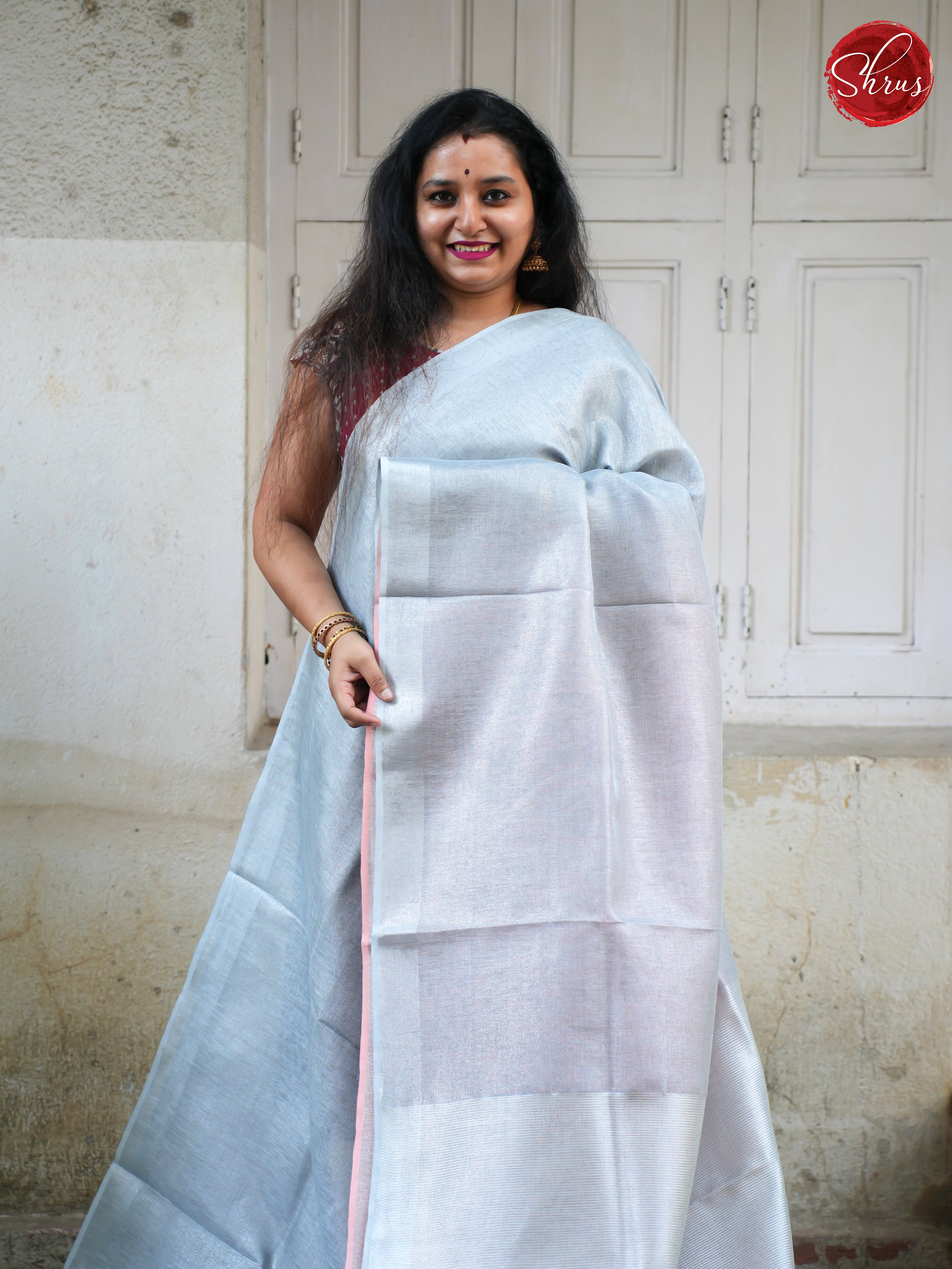 Blue & Pink- Linen Saree - Shop on ShrusEternity.com