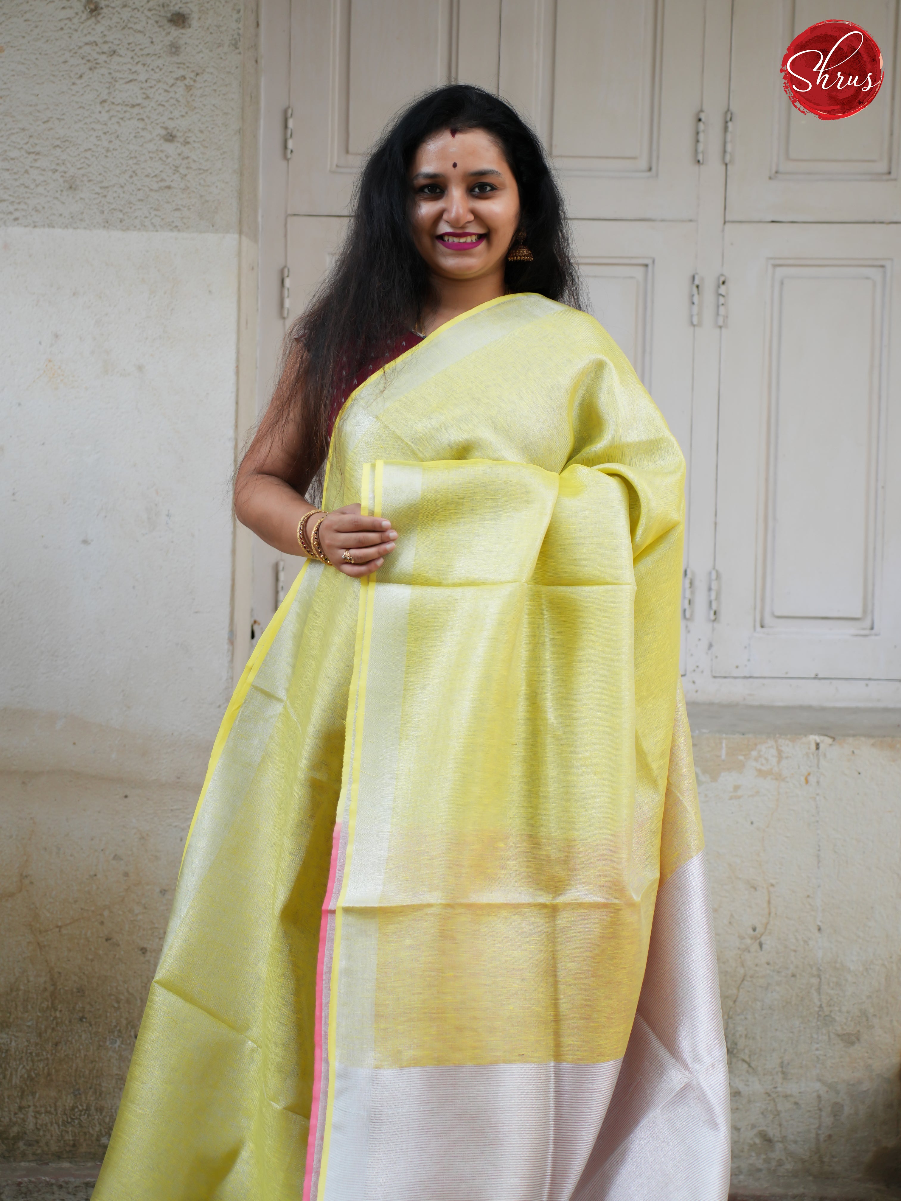 Green & Pink - Linen Saree - Shop on ShrusEternity.com