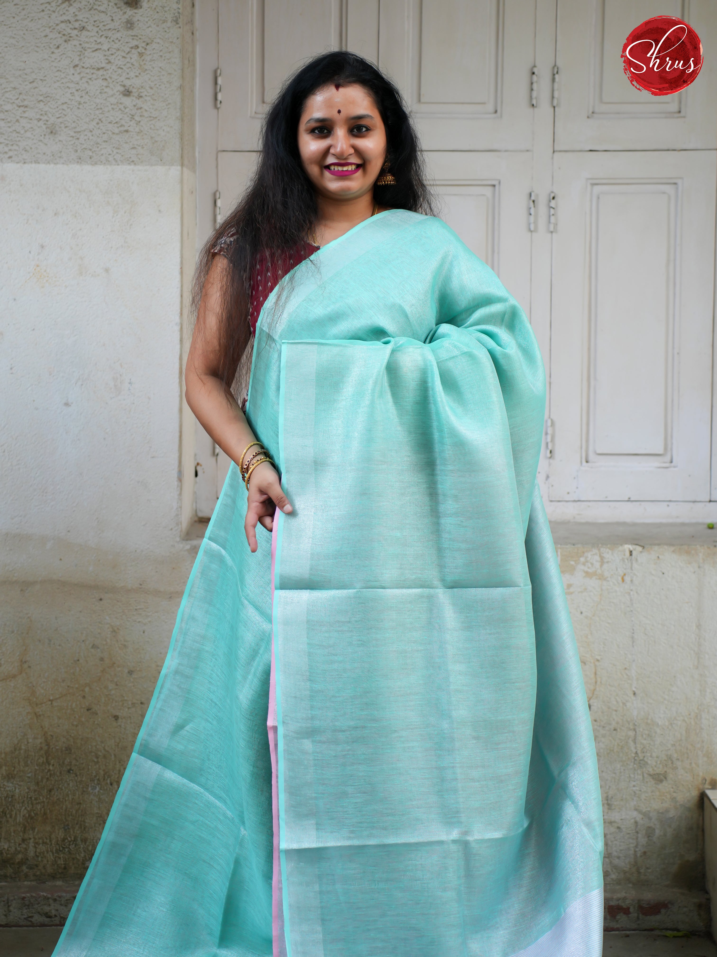 Blue & Lavender - Linen Saree - Shop on ShrusEternity.com