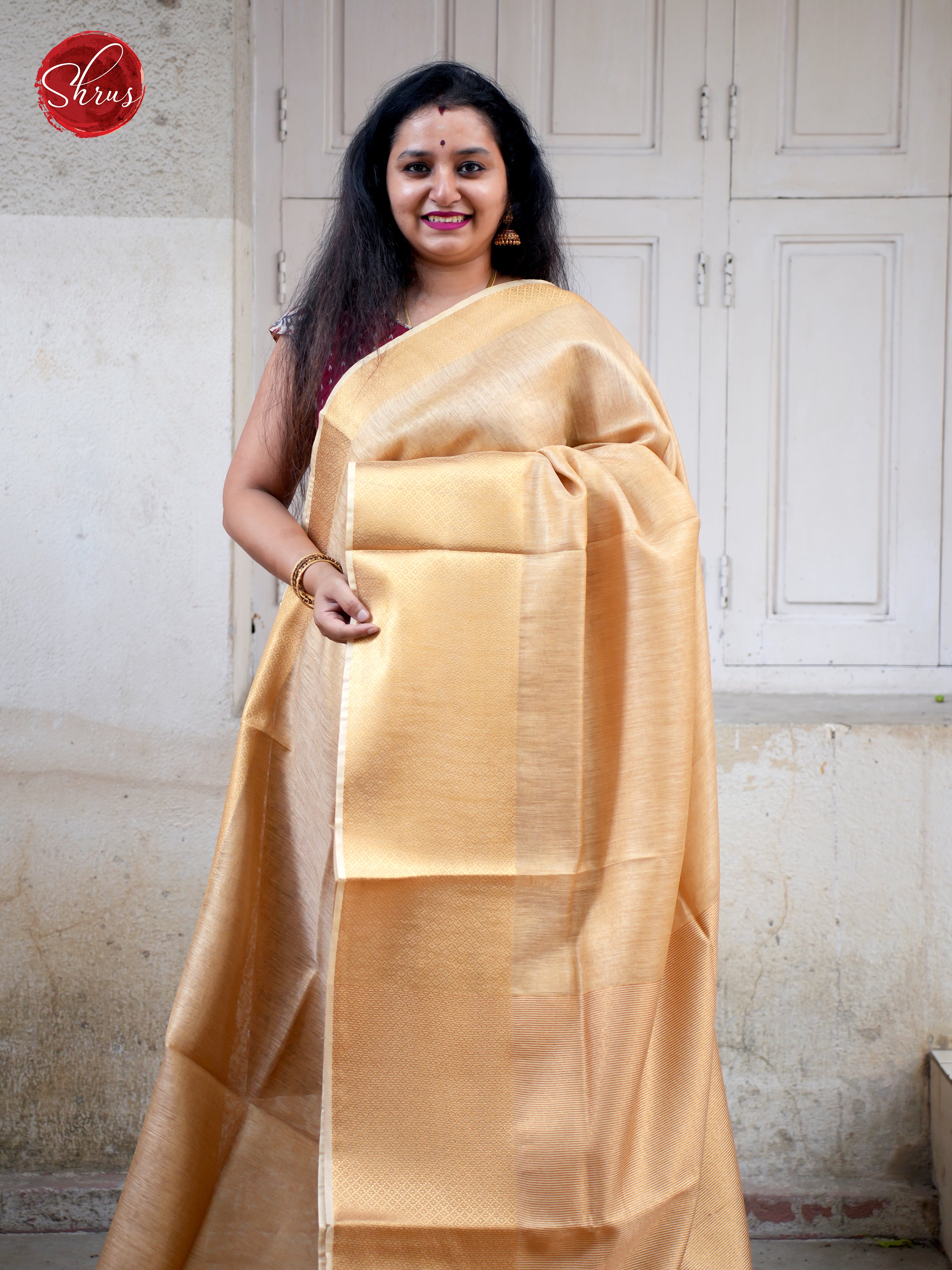 Beige(Single Tone)- Linen Saree - Shop on ShrusEternity.com