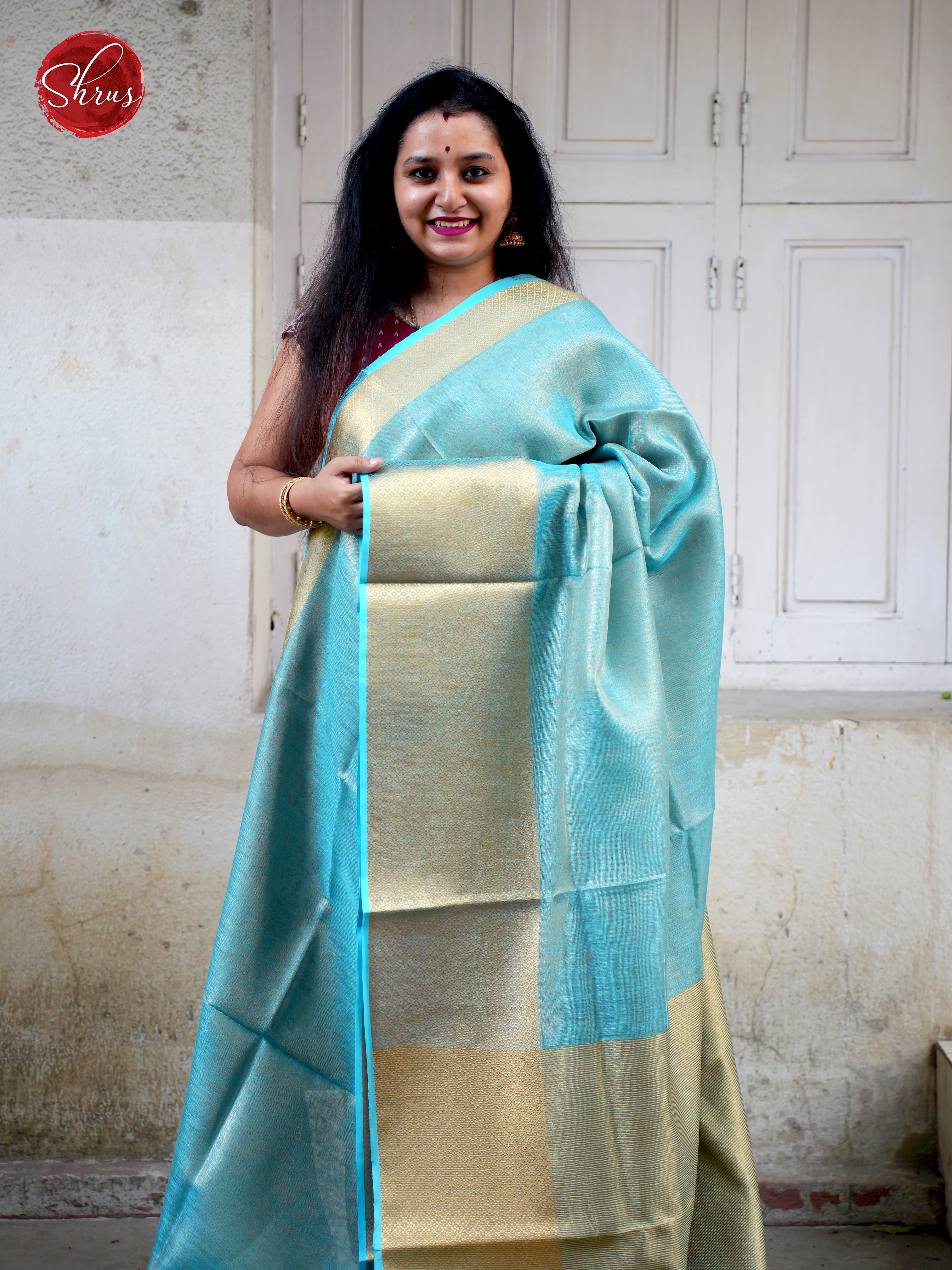 Blue(Single Tone) - Linen Saree - Shop on ShrusEternity.com