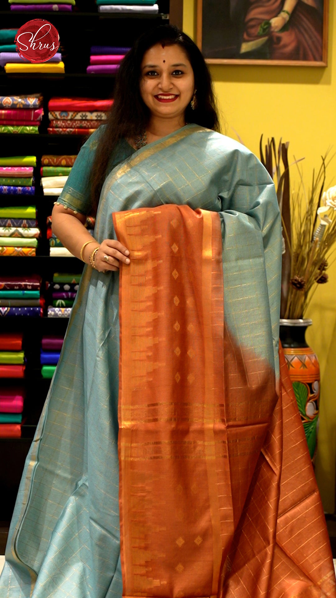 Blue & Orange-Semi Tussar - Shop on ShrusEternity.com