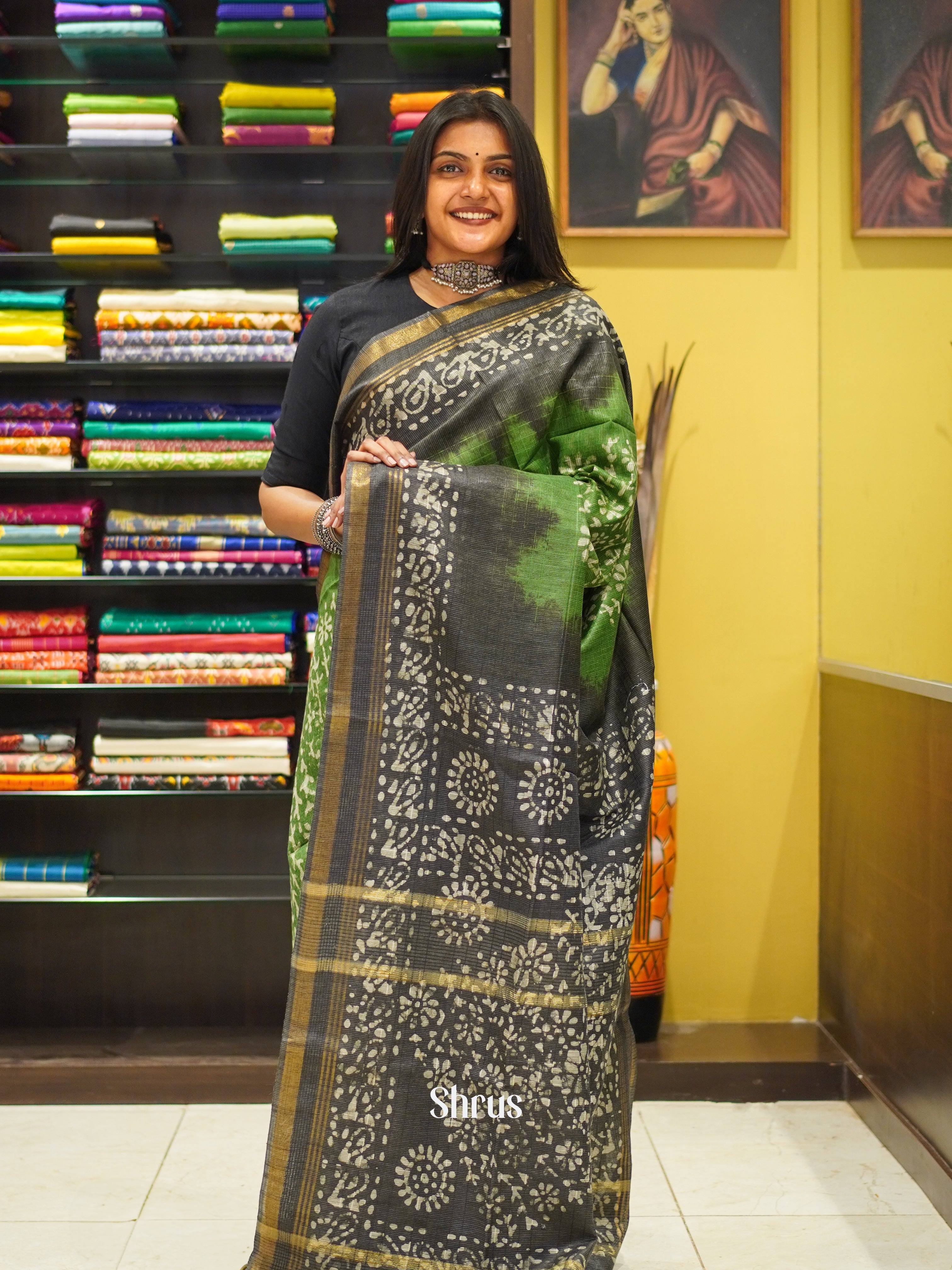Green & Grey - Bhatik Saree - Shop on ShrusEternity.com