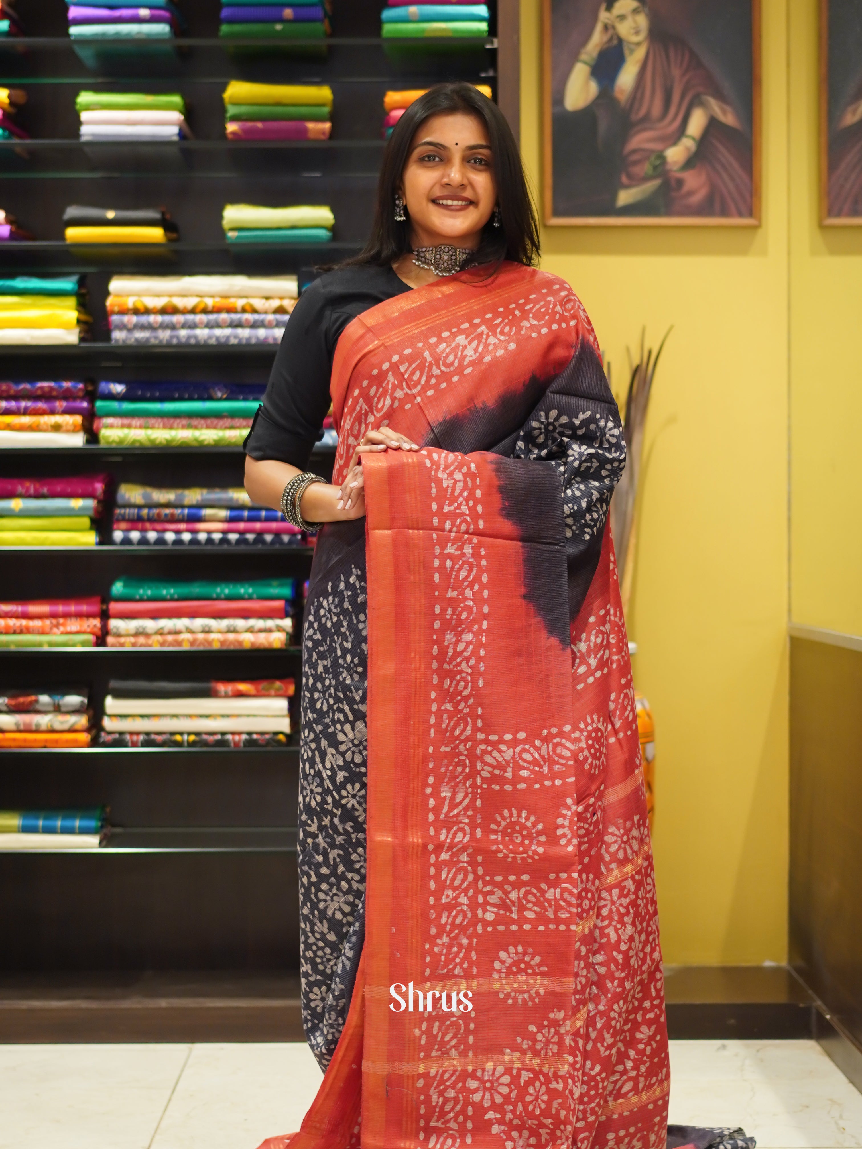 Black  & Red - Bhatik Saree - Shop on ShrusEternity.com
