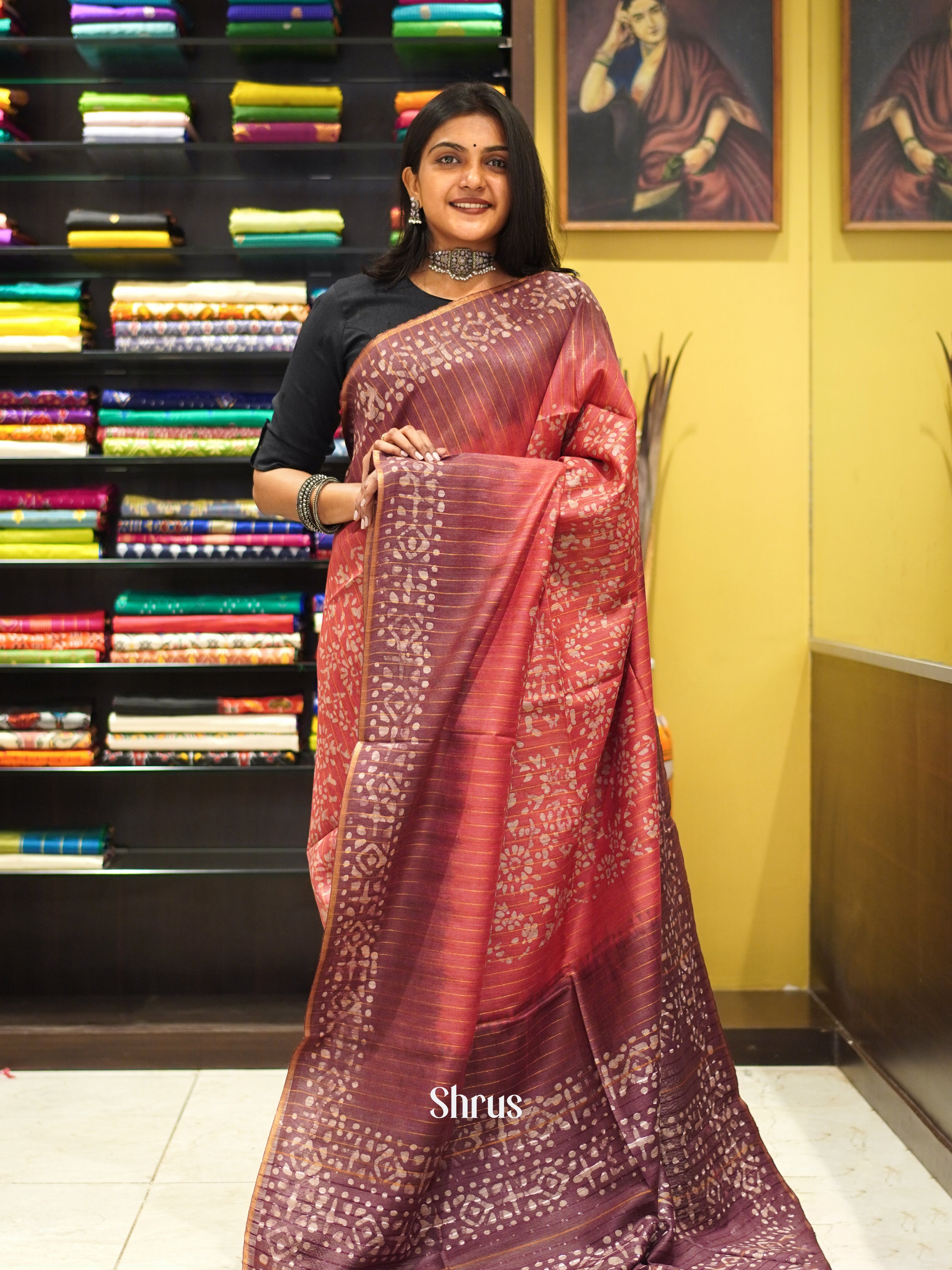 Red & Onion Peel - Bhatik Saree