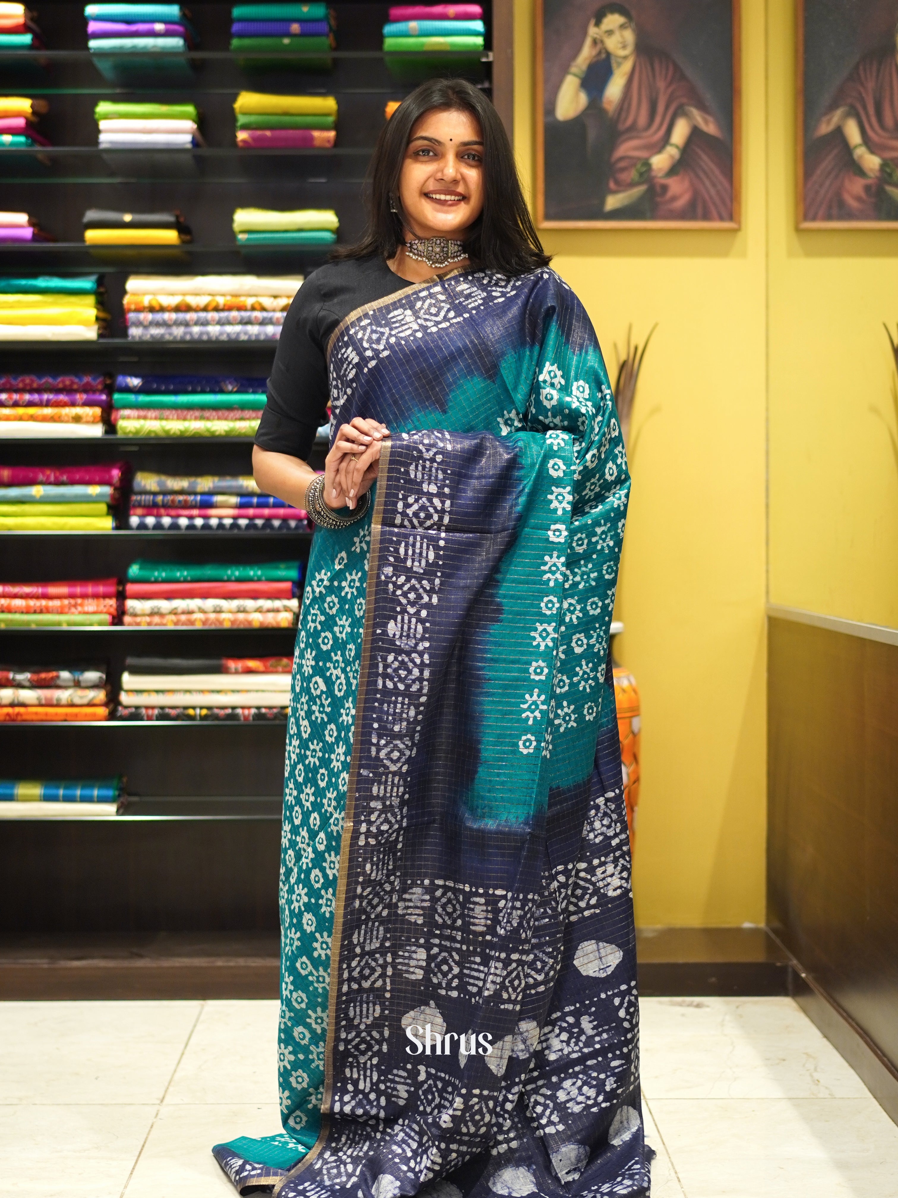 Sky Blue & Blue - Bhatik Saree