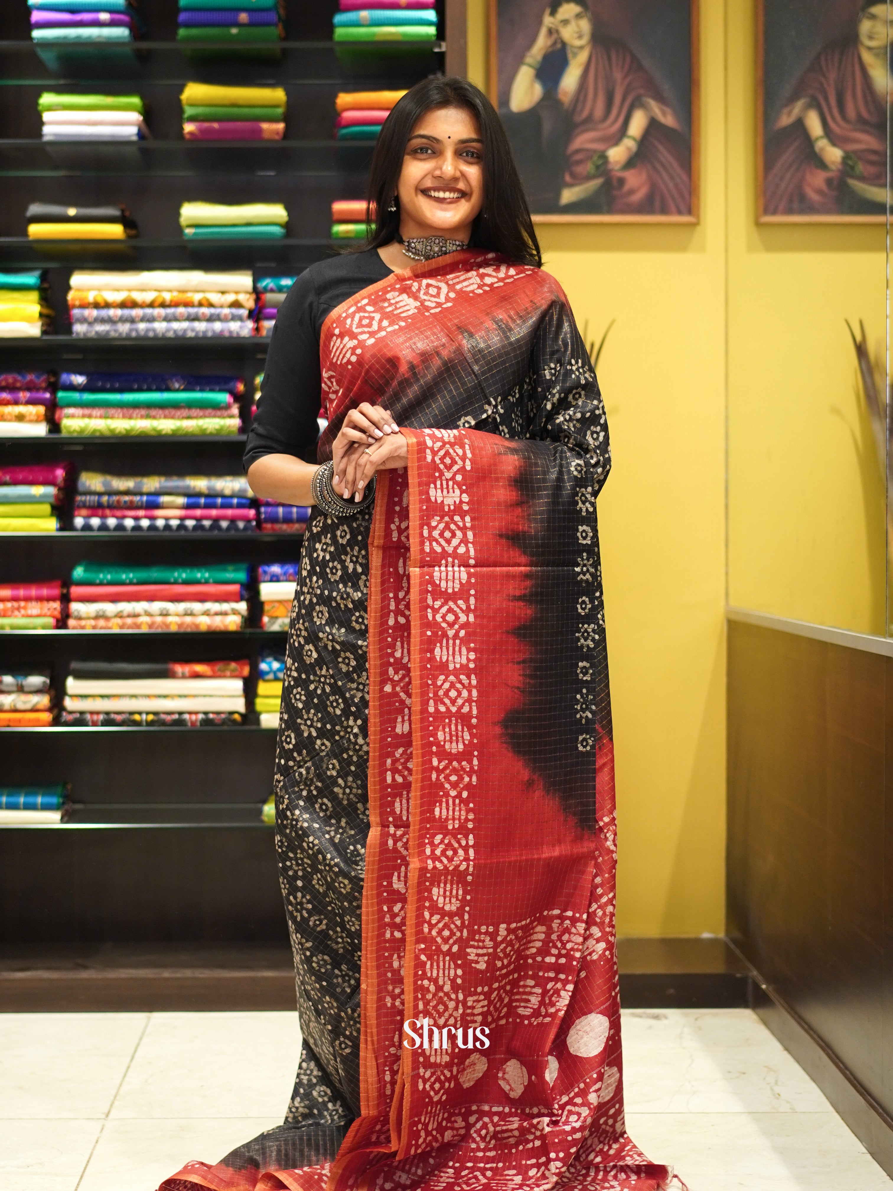 Black & Red - Bhatik Saree - Shop on ShrusEternity.com