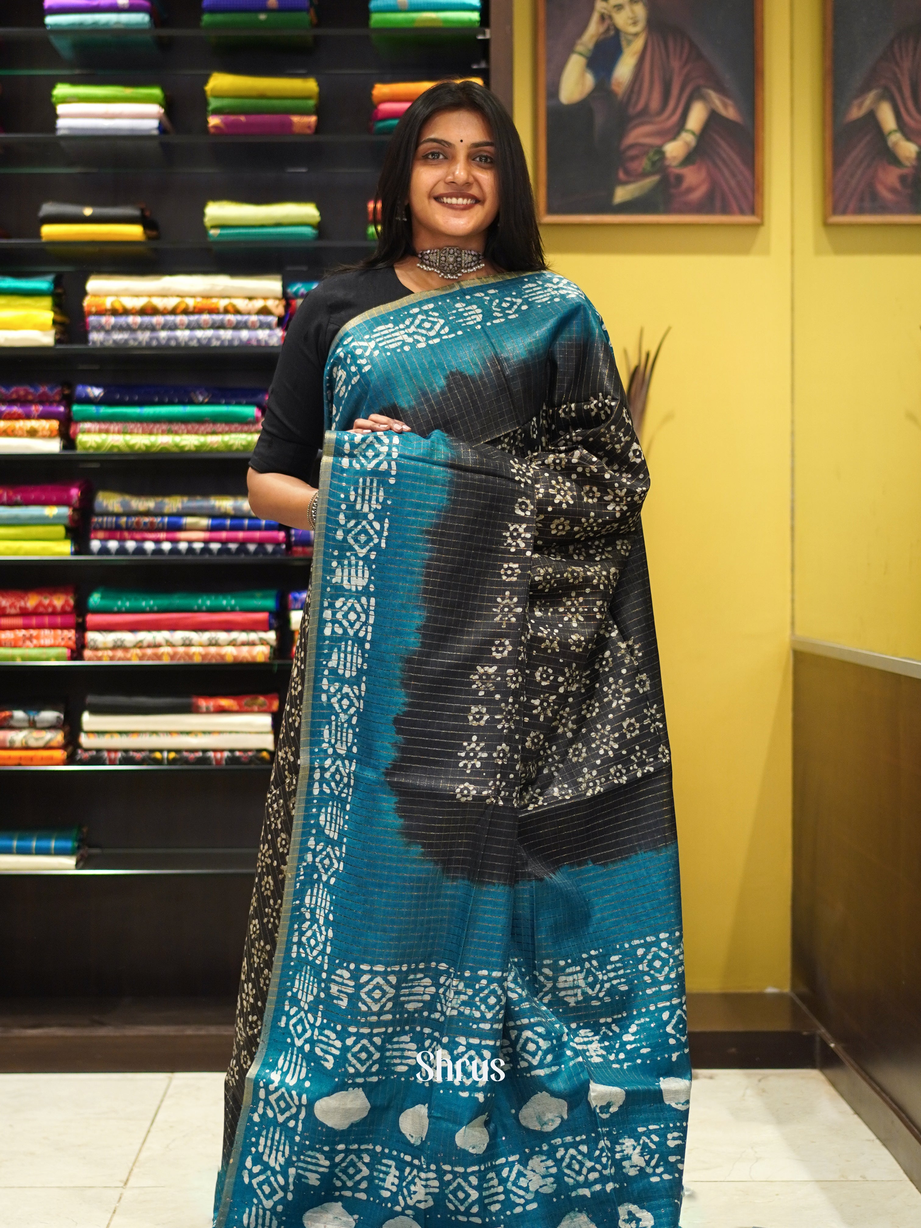 Black & Blue - Bhatik Saree - Shop on ShrusEternity.com