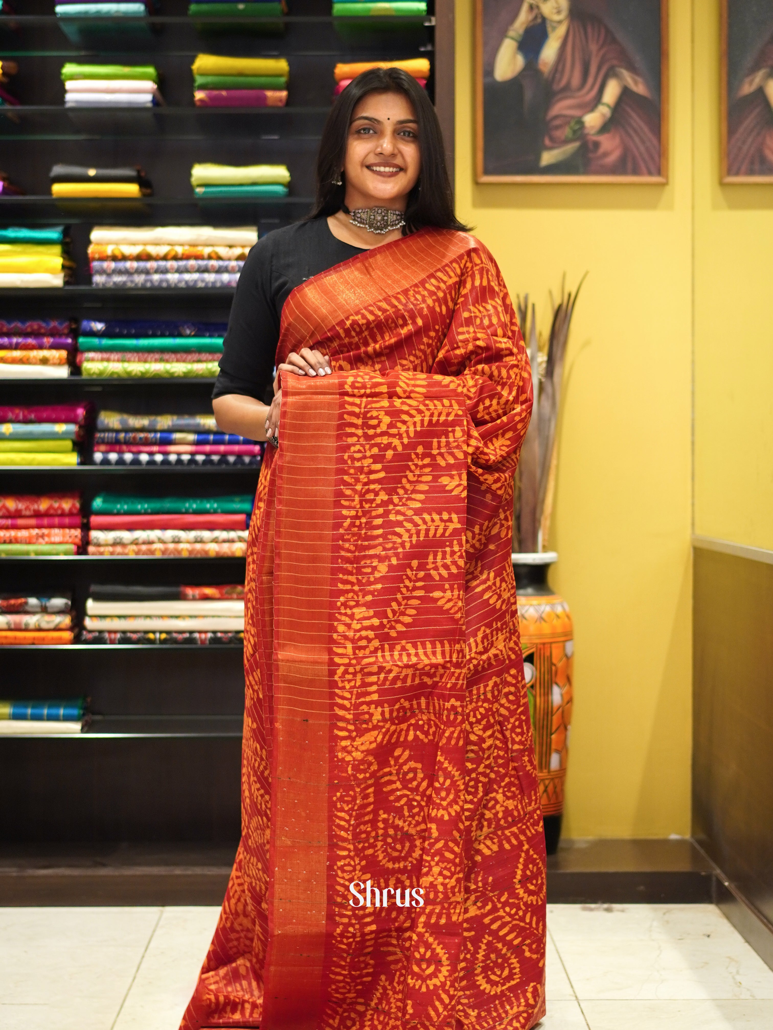 Red - Bhatik Saree - Shop on ShrusEternity.com