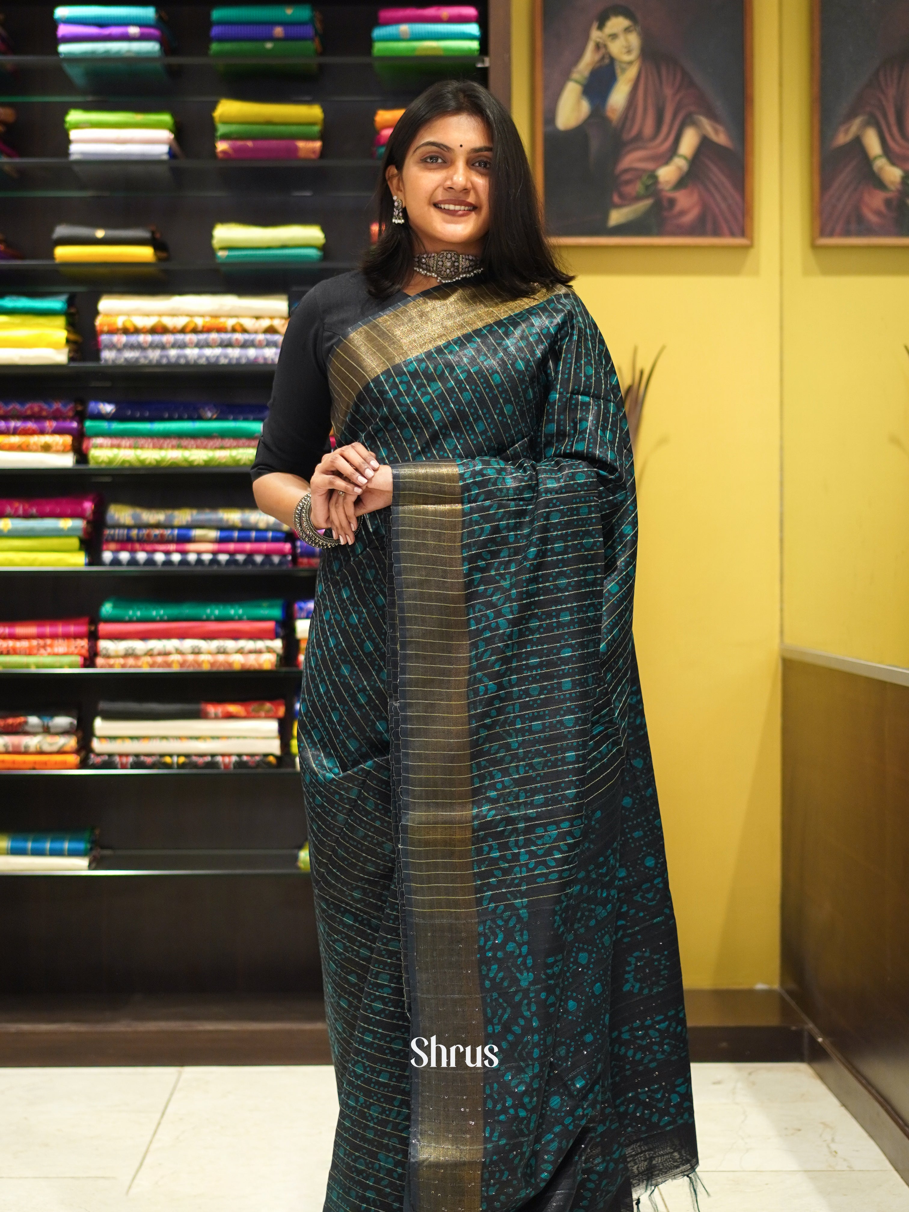 Black & Blue - Bhatik Saree - Shop on ShrusEternity.com