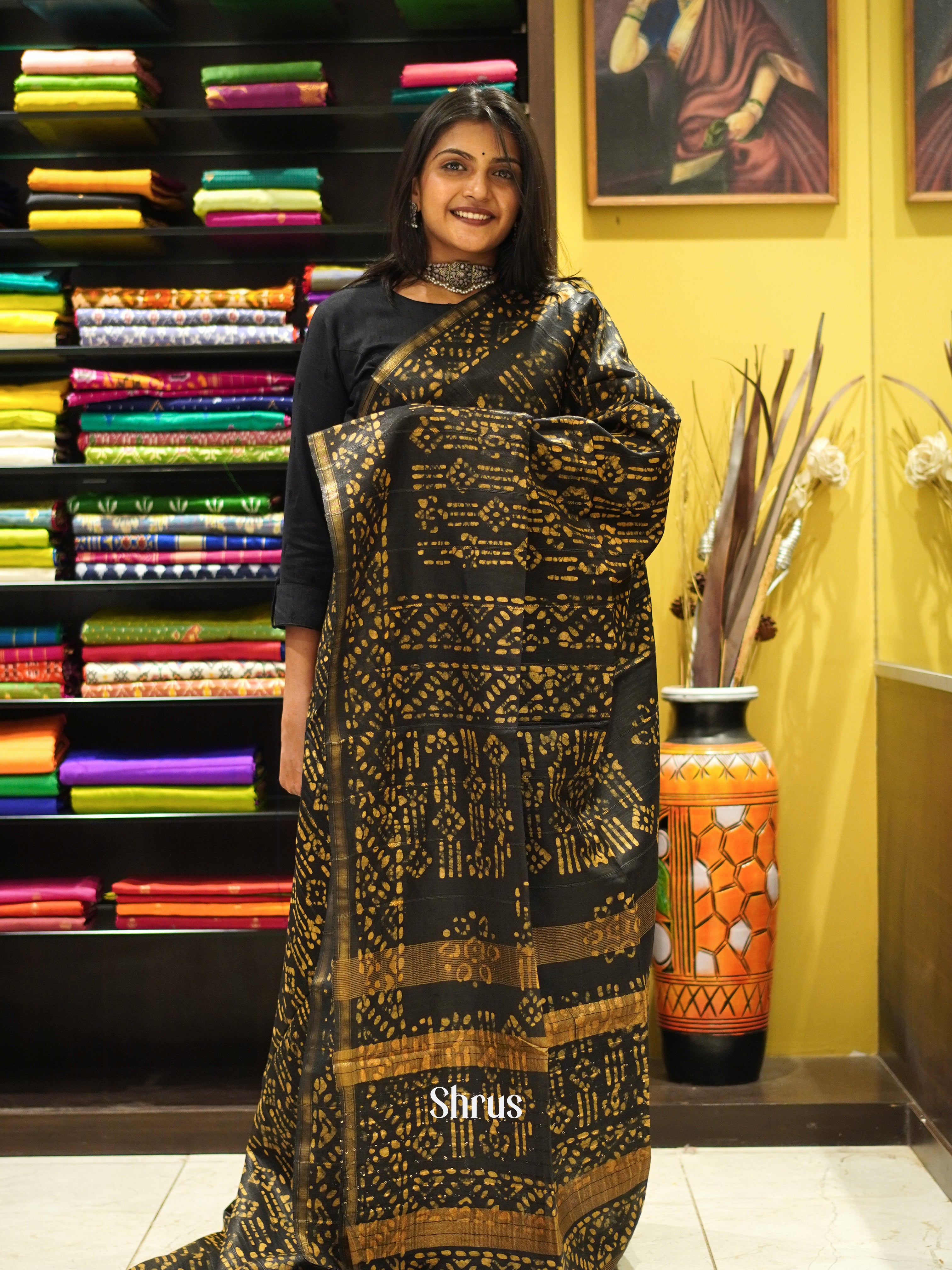 Black & Yellow - Bhatik Saree - Shop on ShrusEternity.com