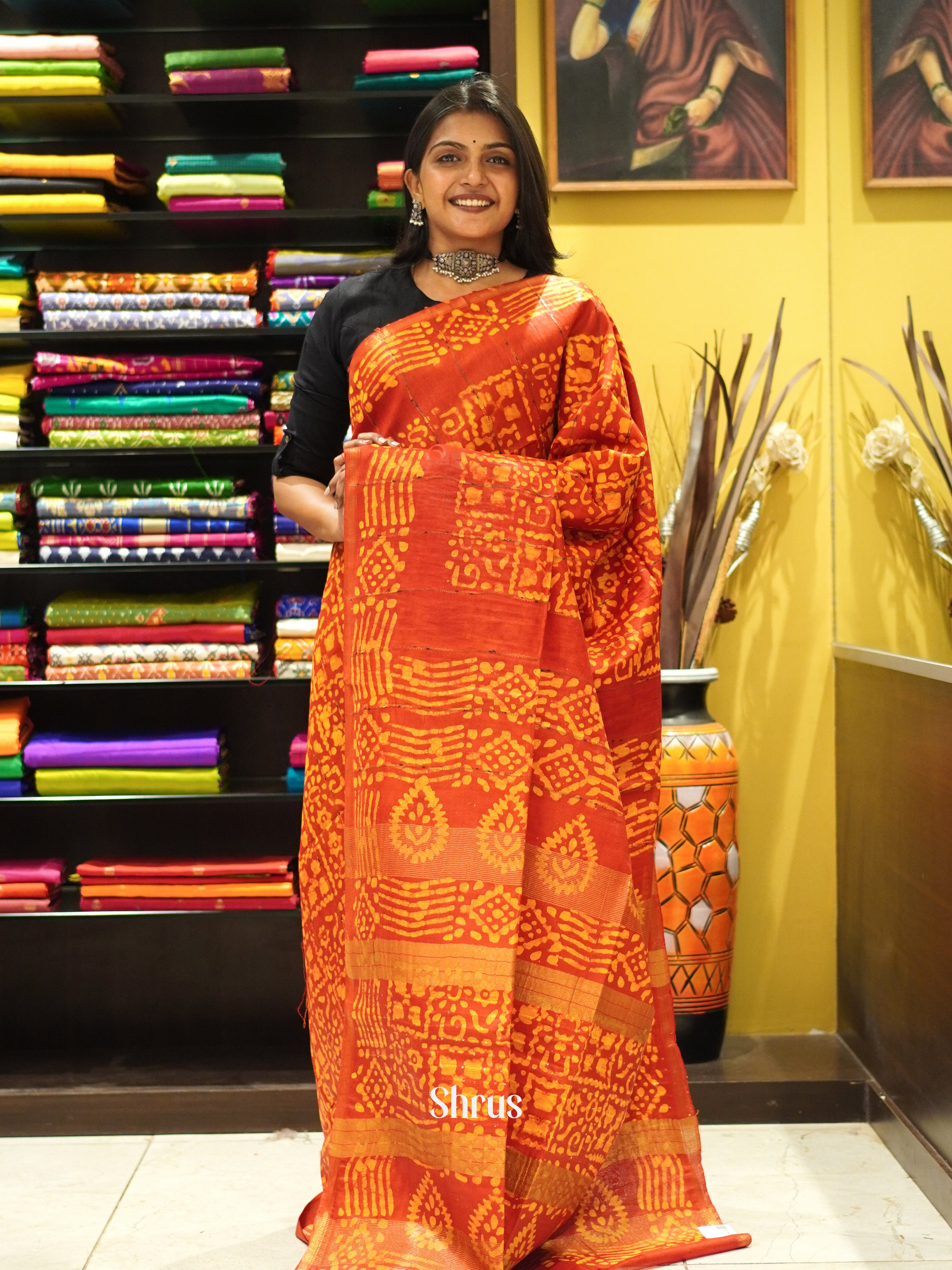 Red - Bhatik Saree - Shop on ShrusEternity.com