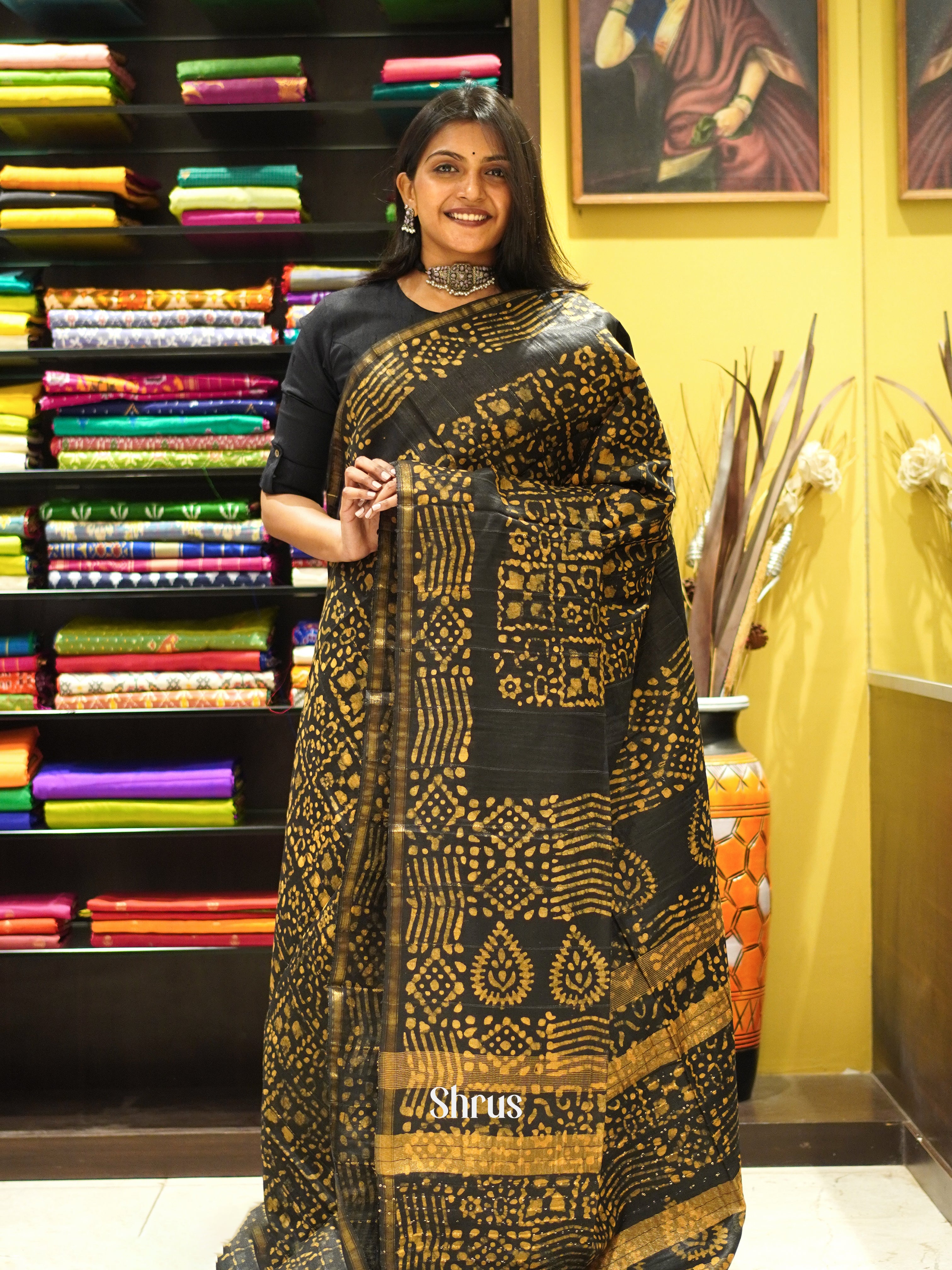 Black & Yellow - Bhatik Saree - Shop on ShrusEternity.com