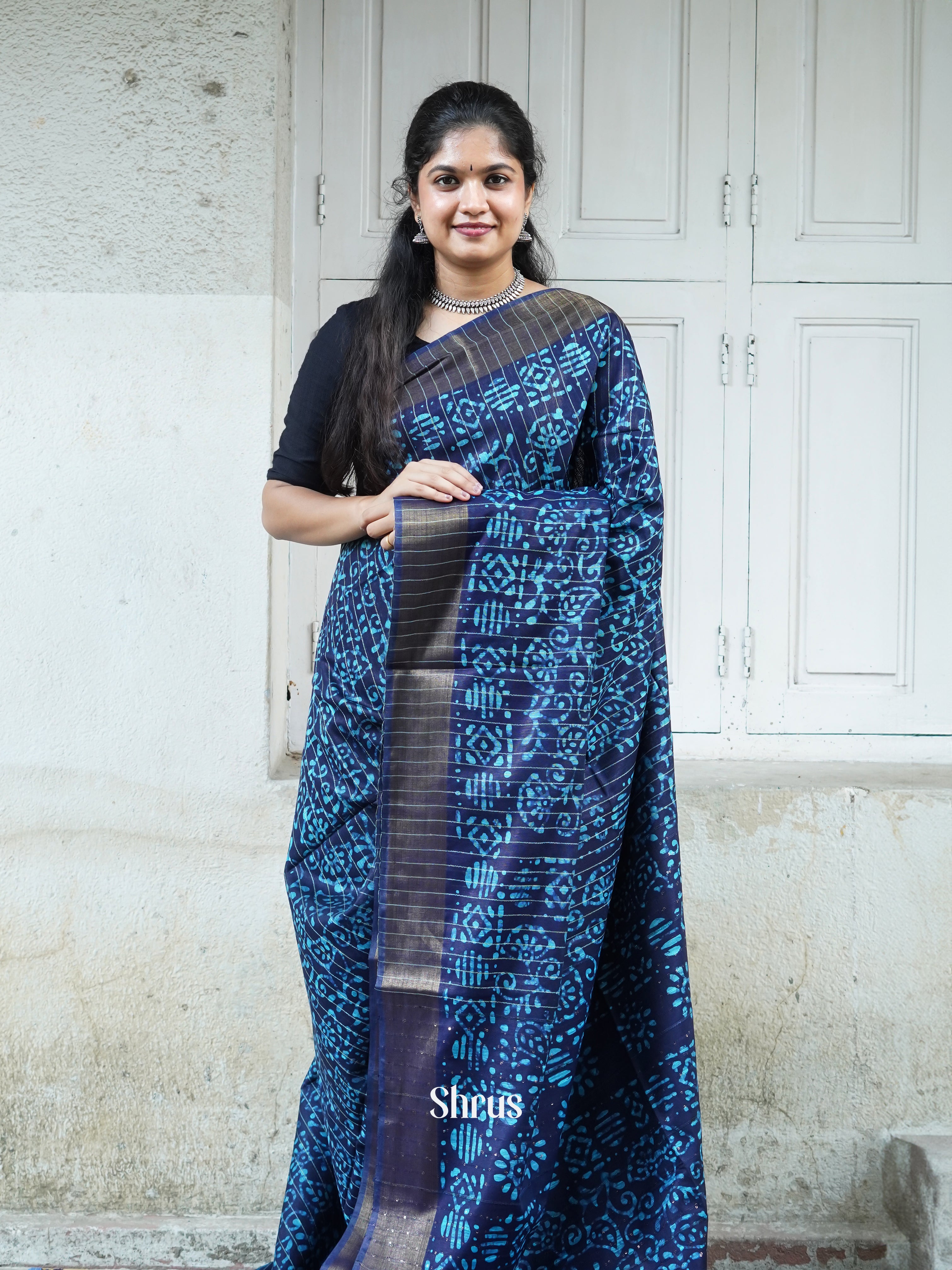 Blue(Single Tone) - Bhatik Saree - Shop on ShrusEternity.com