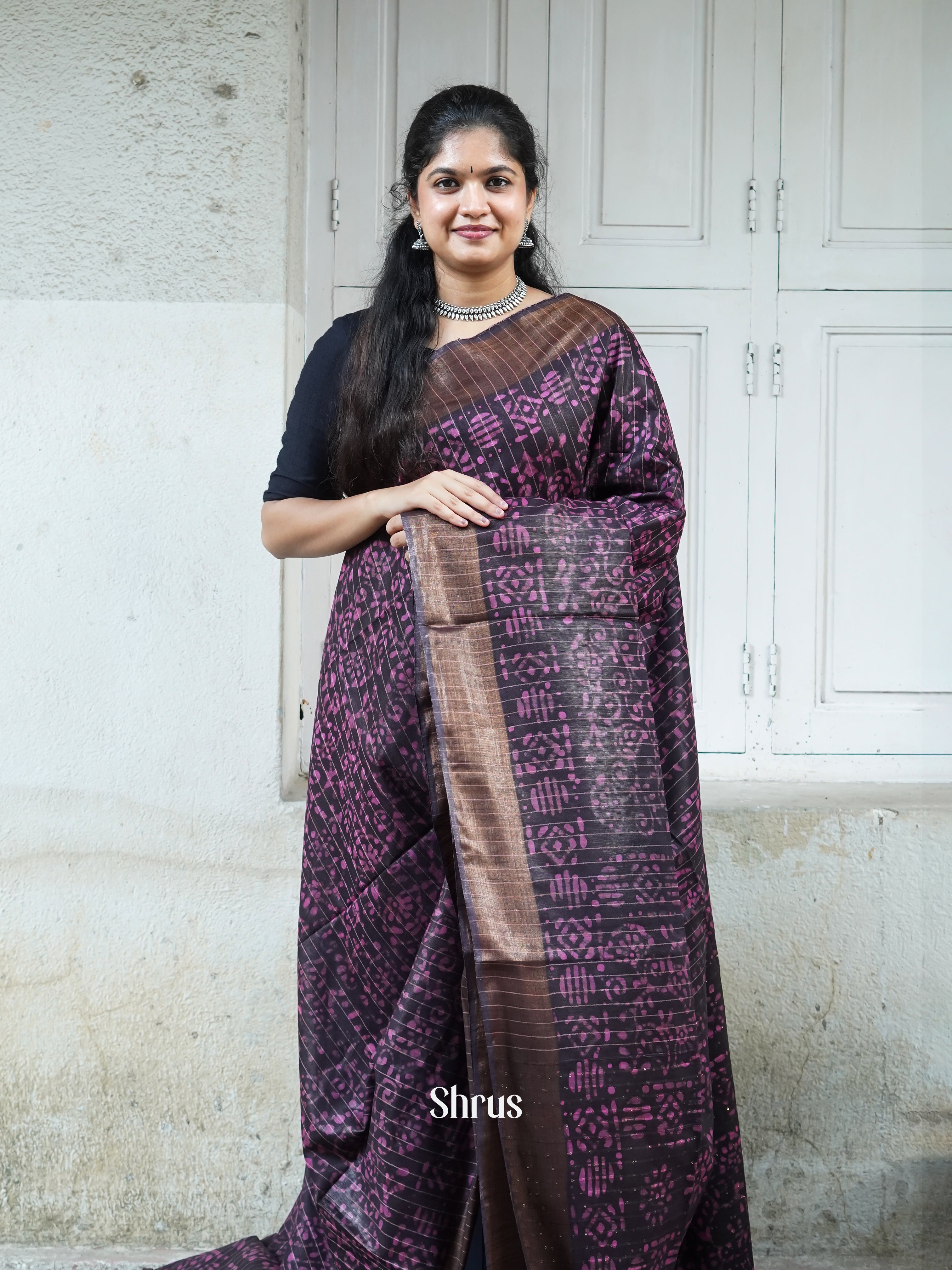 Black & Pink - Bhatik Saree - Shop on ShrusEternity.com