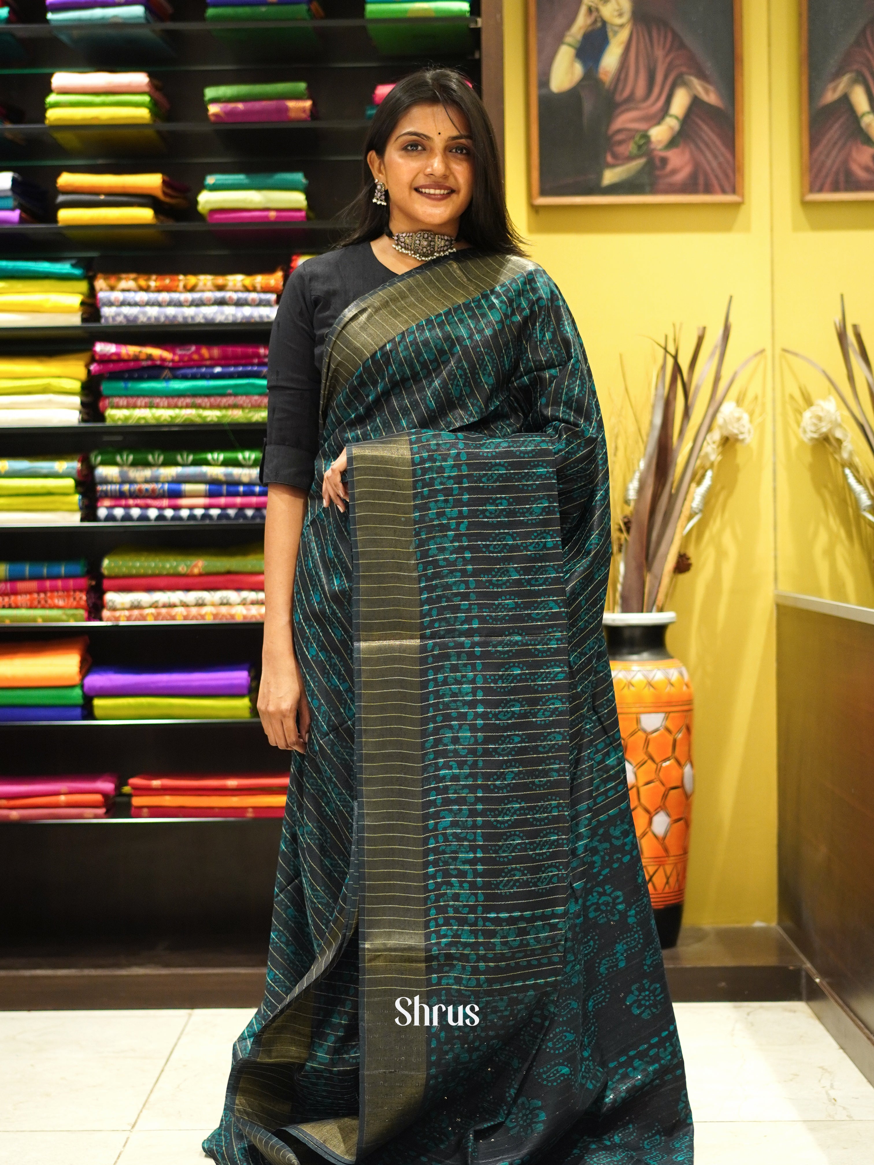 Black & Blue - Bhatik Saree - Shop on ShrusEternity.com