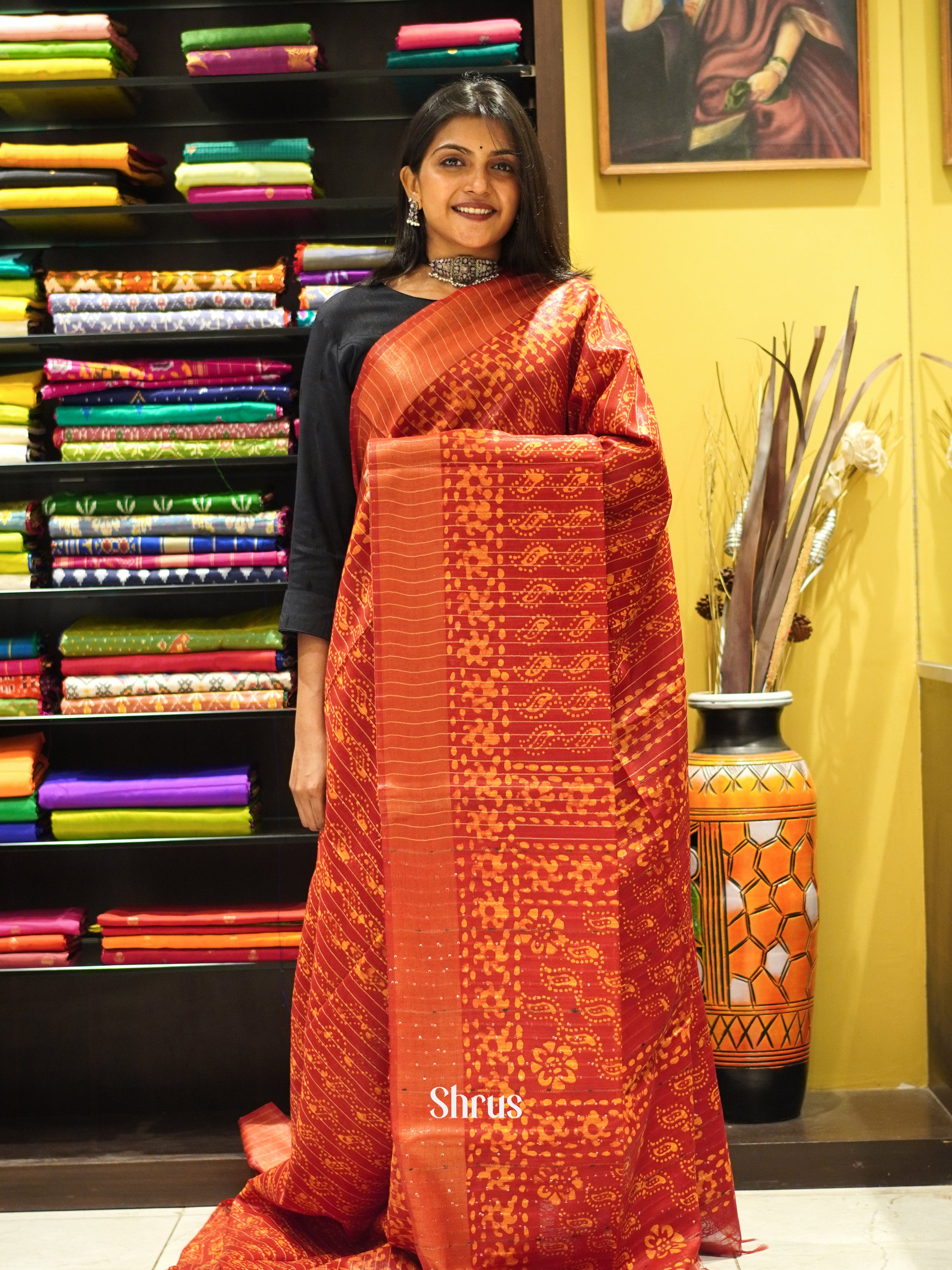 Red - Bhatik Saree - Shop on ShrusEternity.com