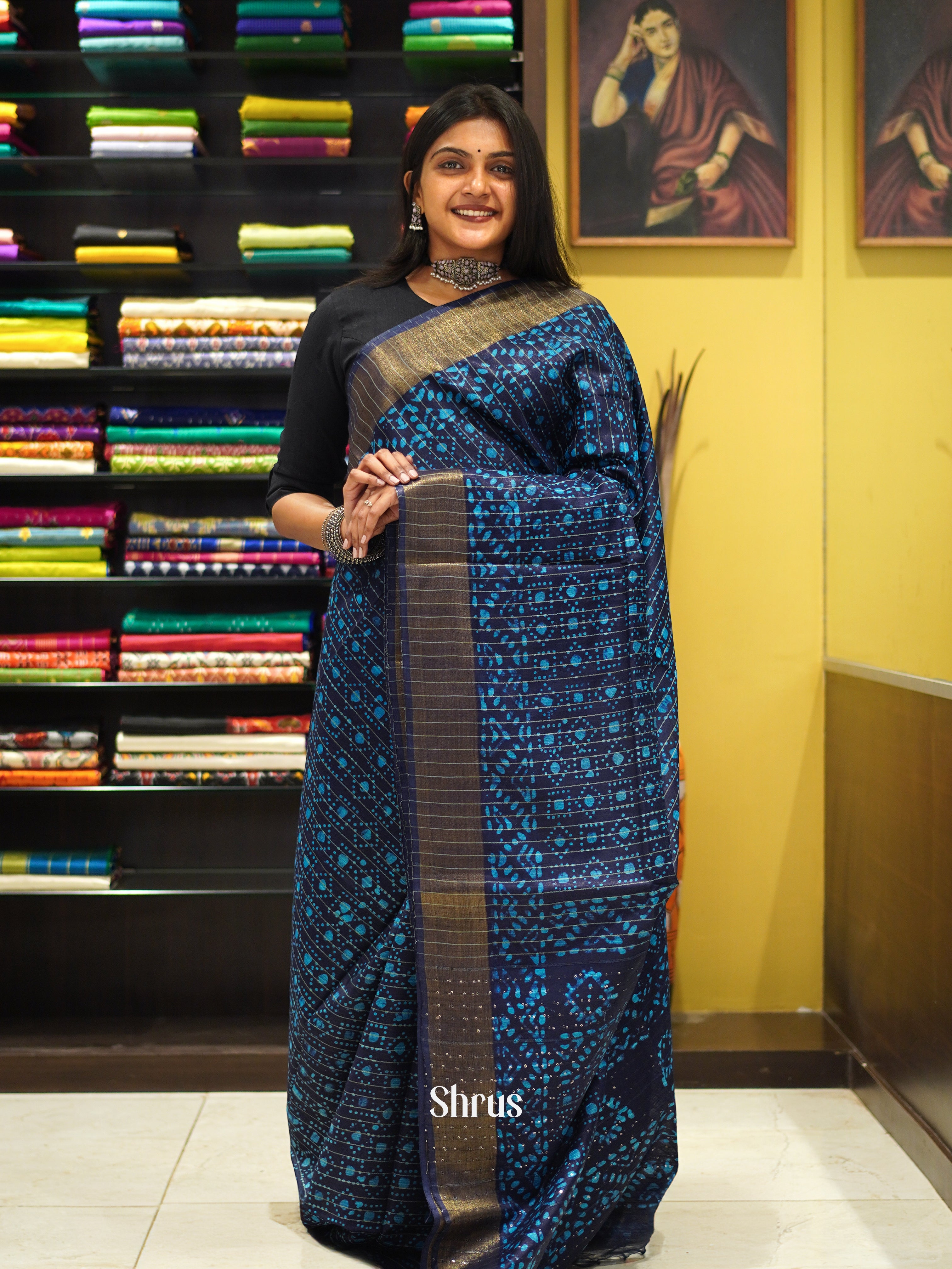 Blue - Bhatik Saree - Shop on ShrusEternity.com