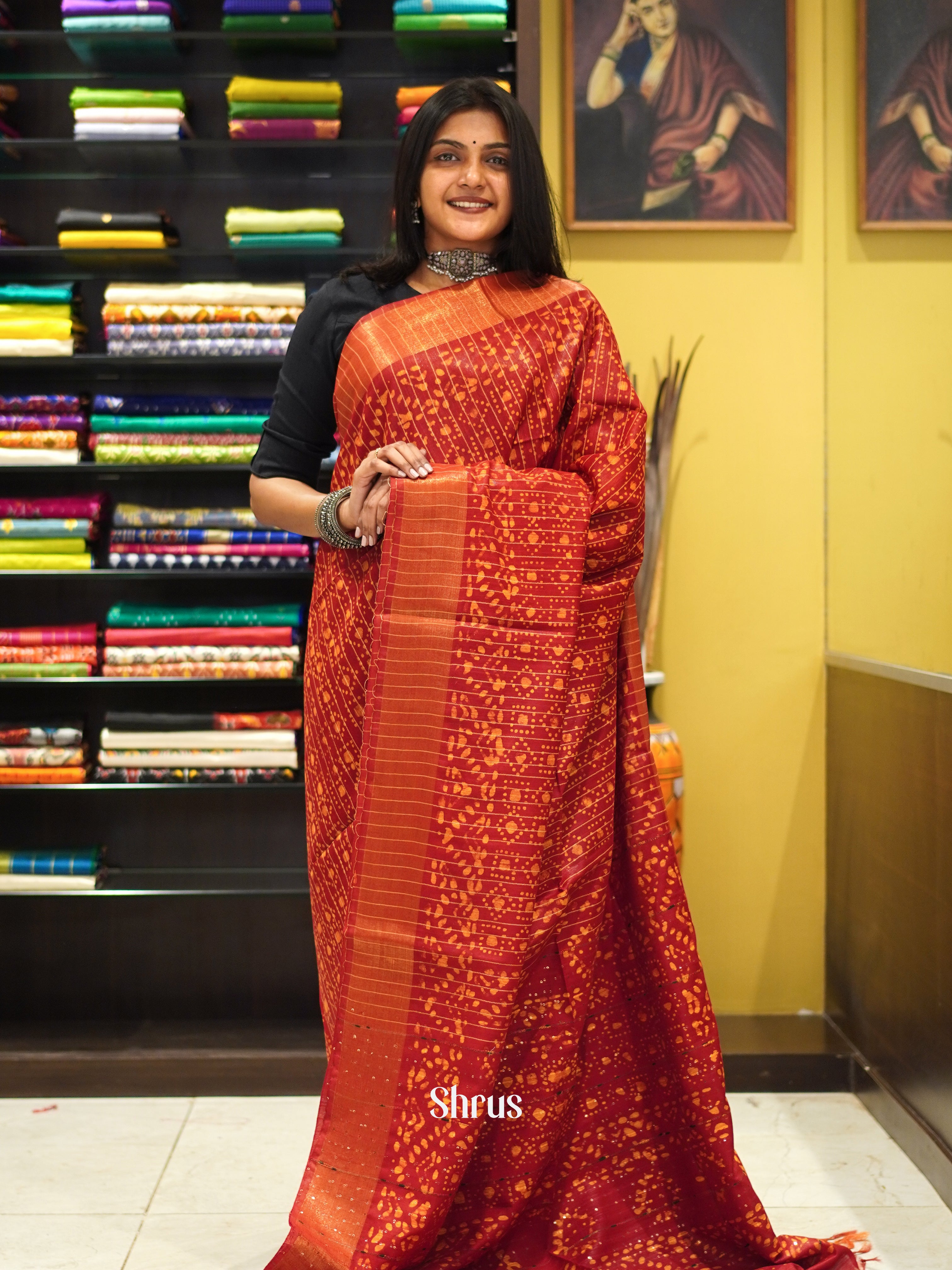 Red - Bhatik Saree - Shop on ShrusEternity.com