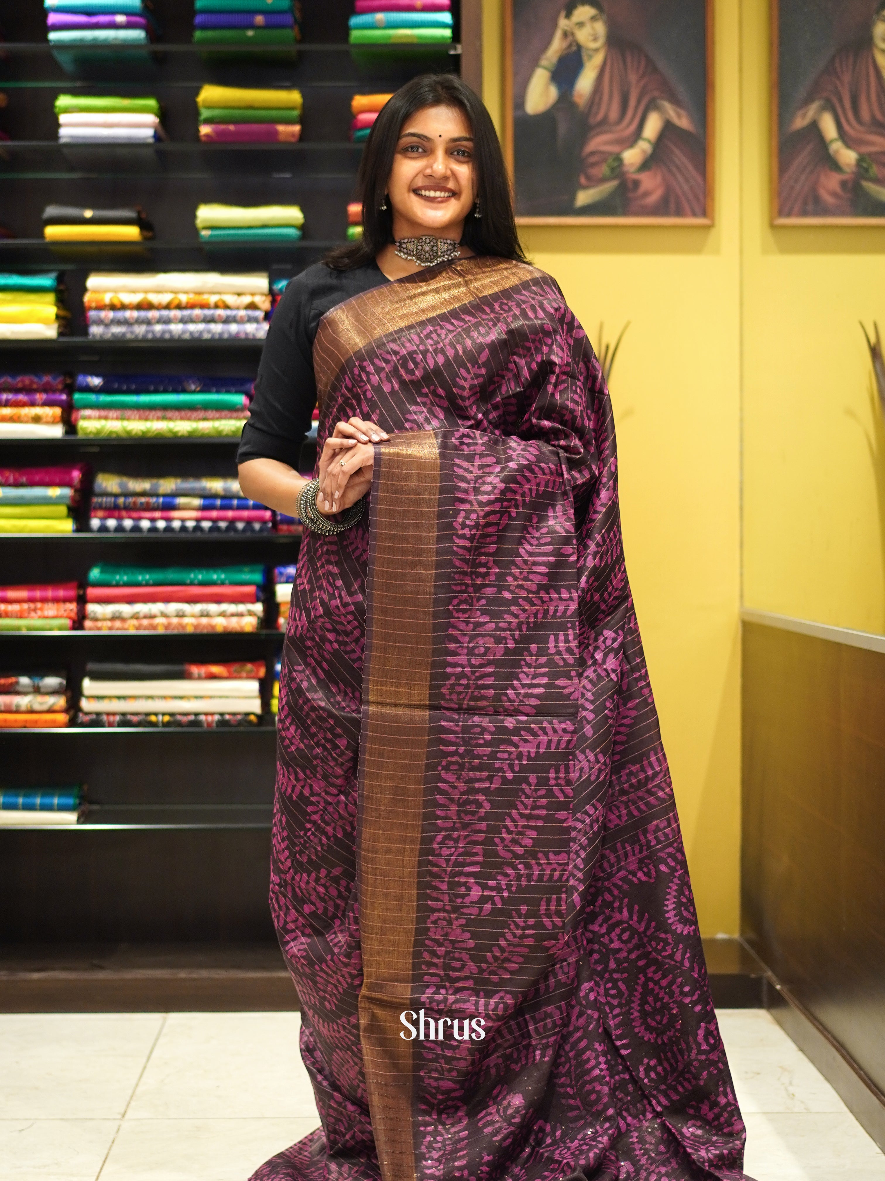 Black & Pink - Bhatik Saree - Shop on ShrusEternity.com