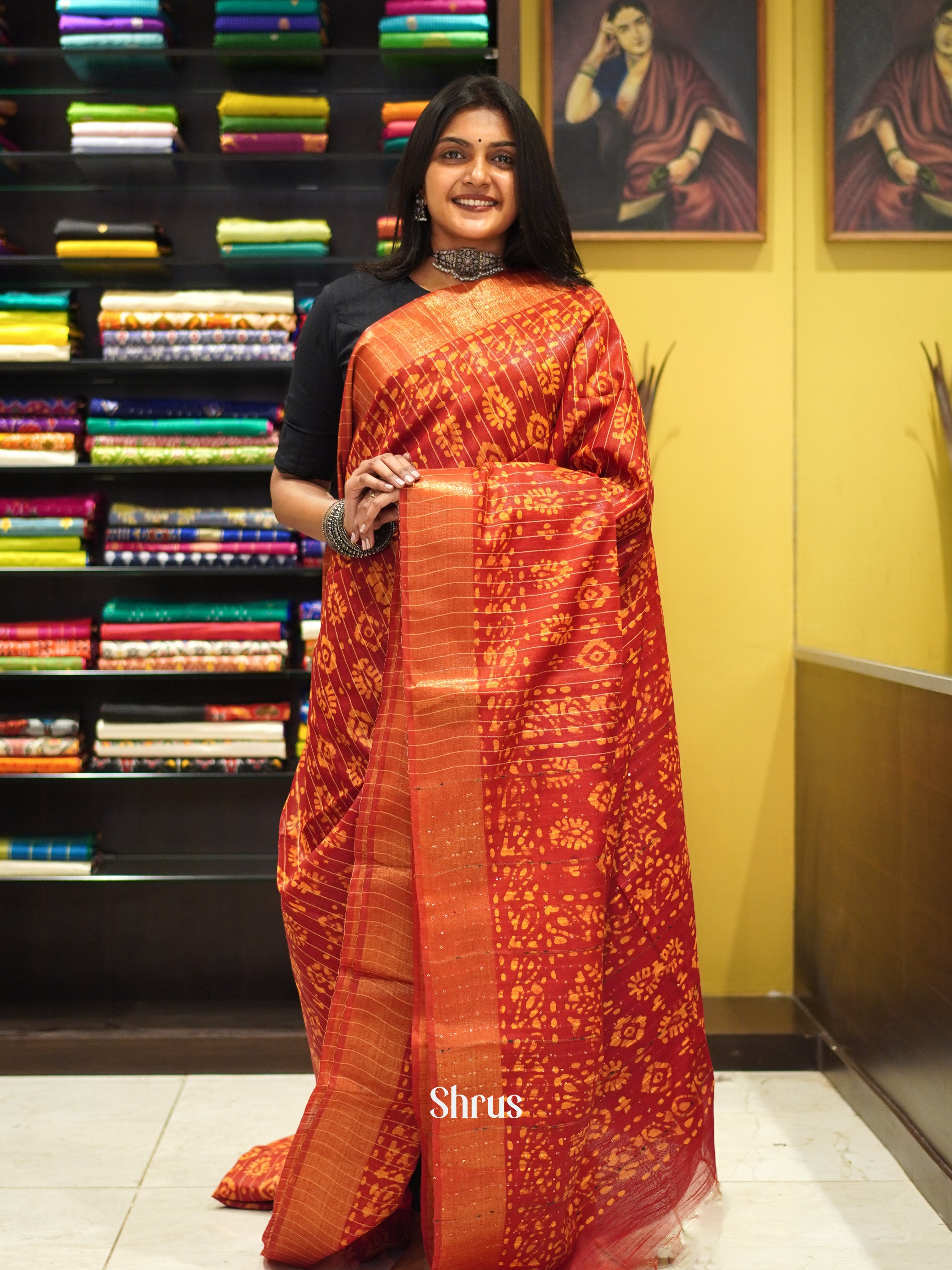 Red(Single Tone)- Bhatik Saree - Shop on ShrusEternity.com