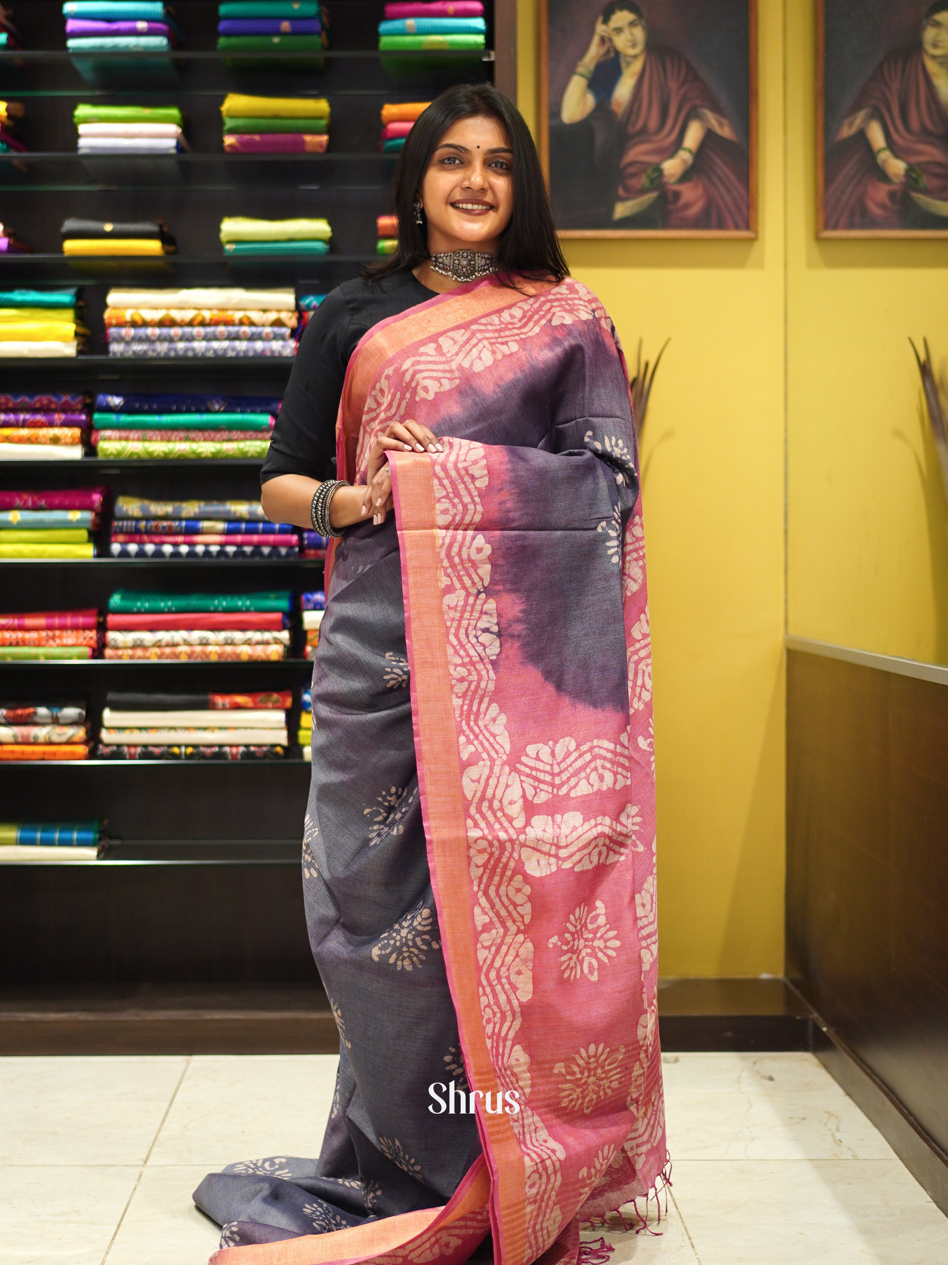 Double Shaded Purple & Pink - Bhatik Saree - Shop on ShrusEternity.com