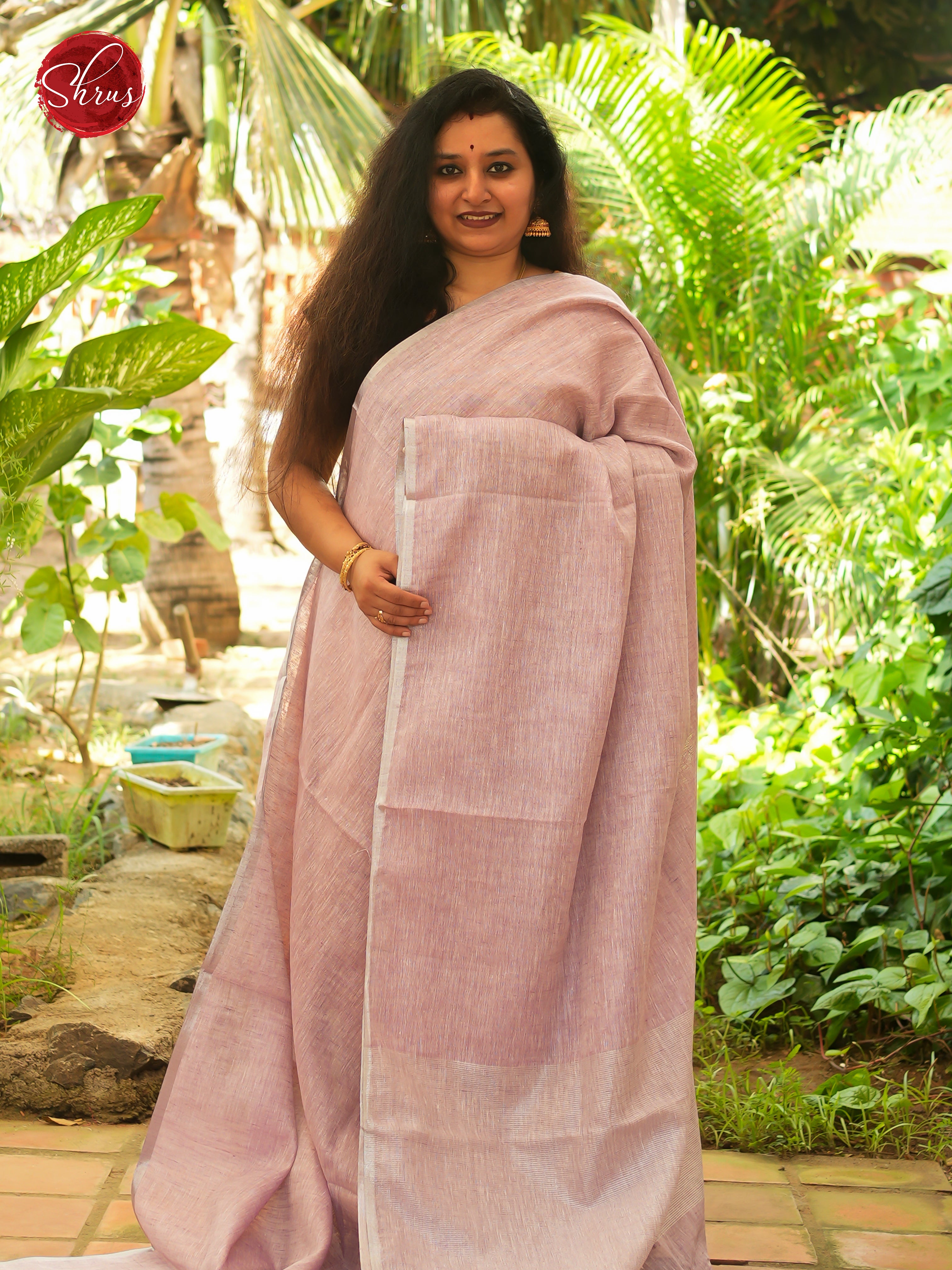 Pink - Linen Saree - Shop on ShrusEternity.com