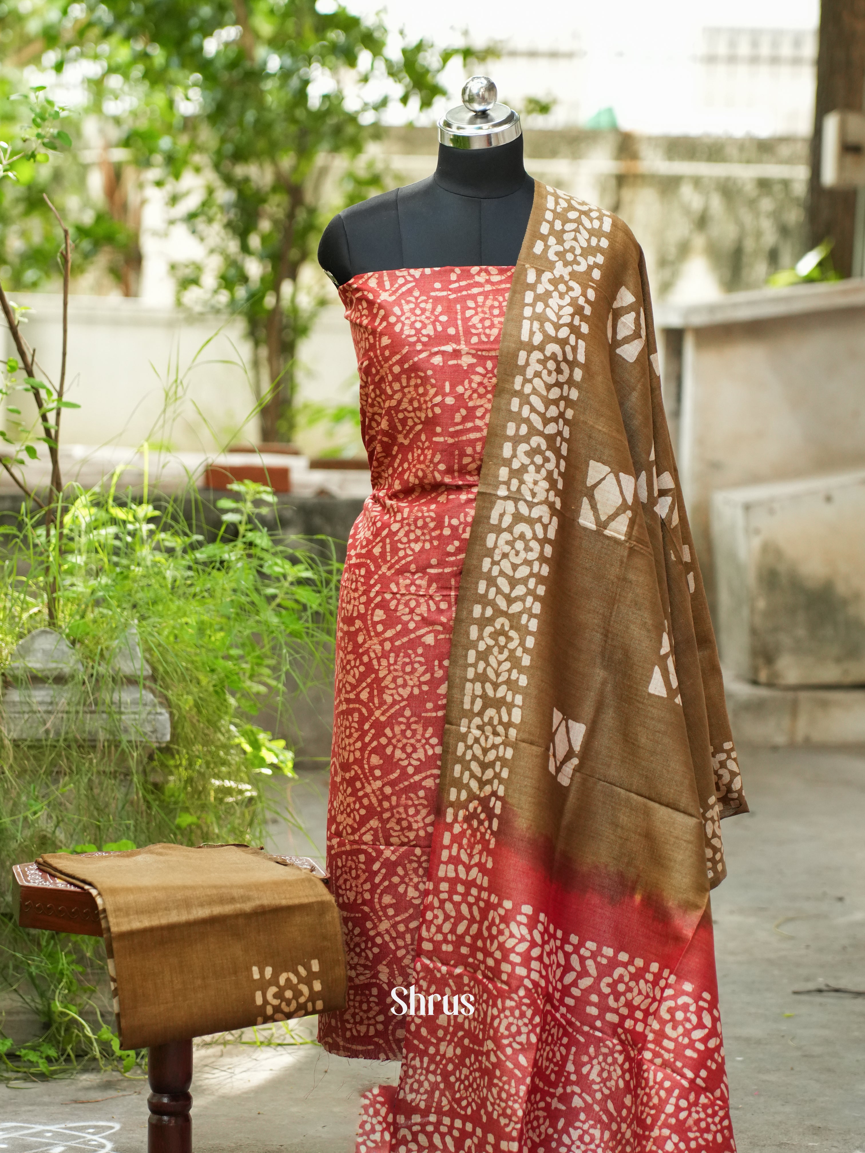 Red & Brown - Bhatik salwar - Shop on ShrusEternity.com