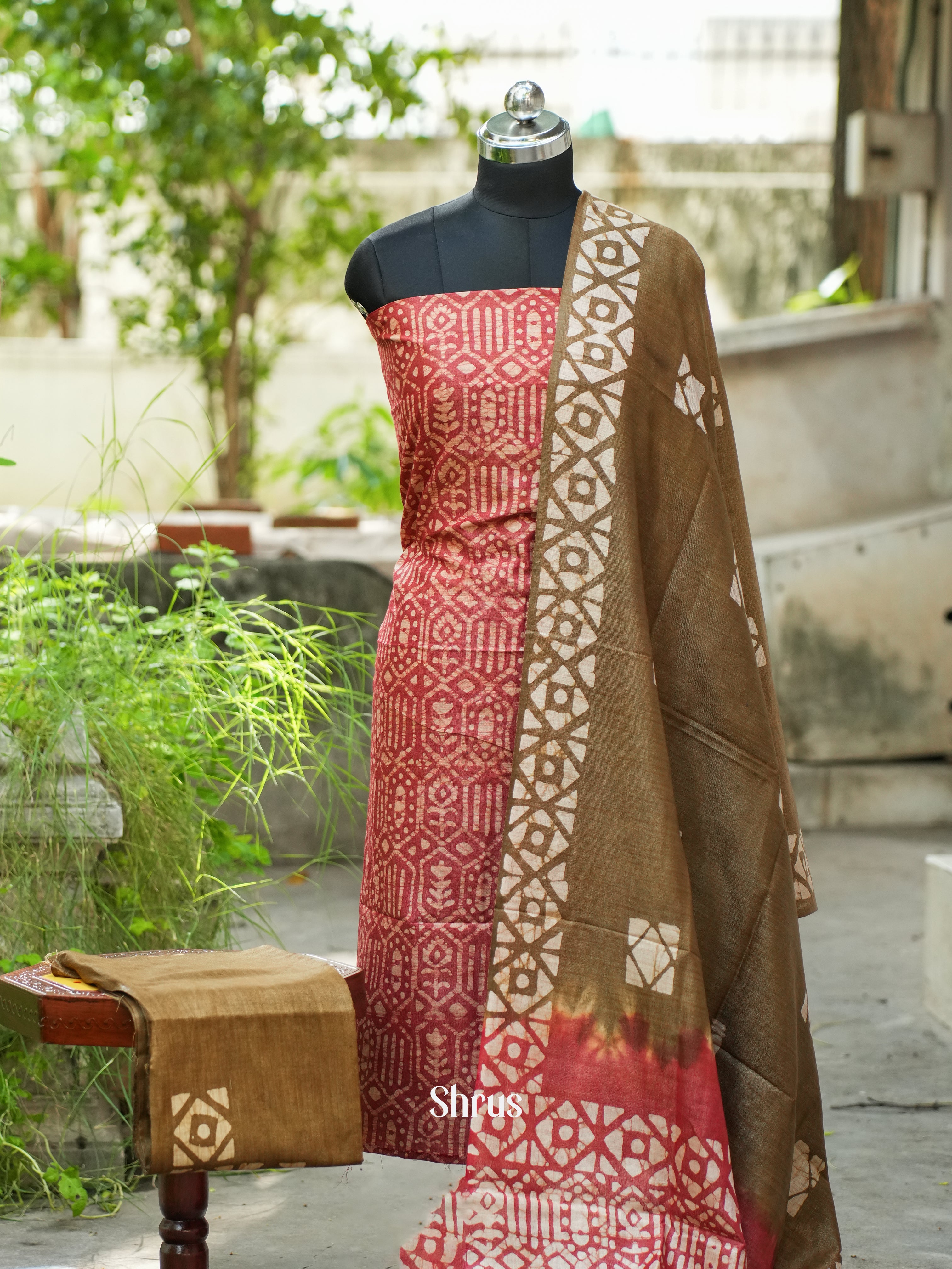 Red & Brown - Bhatik salwar - Shop on ShrusEternity.com