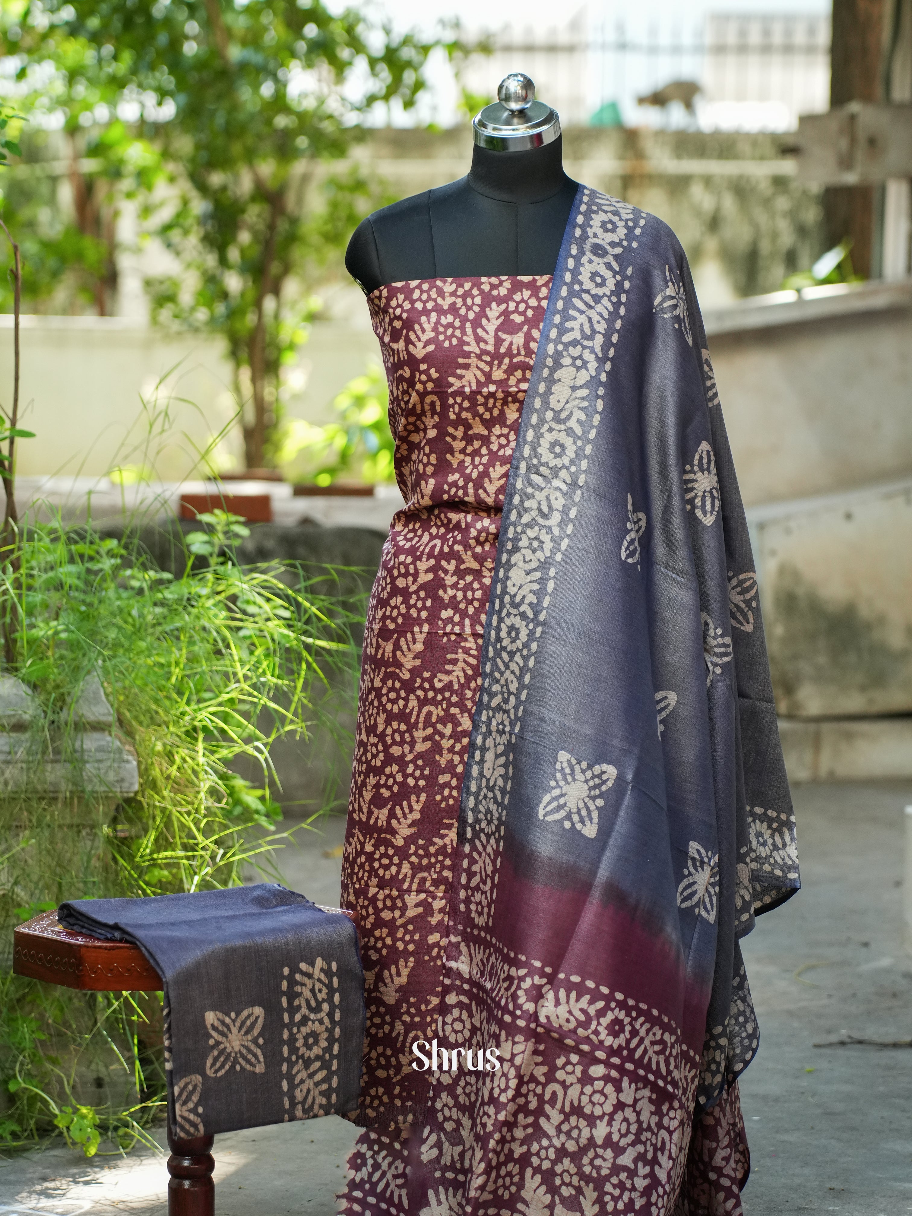 Purple & Grey-Bhatik salwar - Shop on ShrusEternity.com