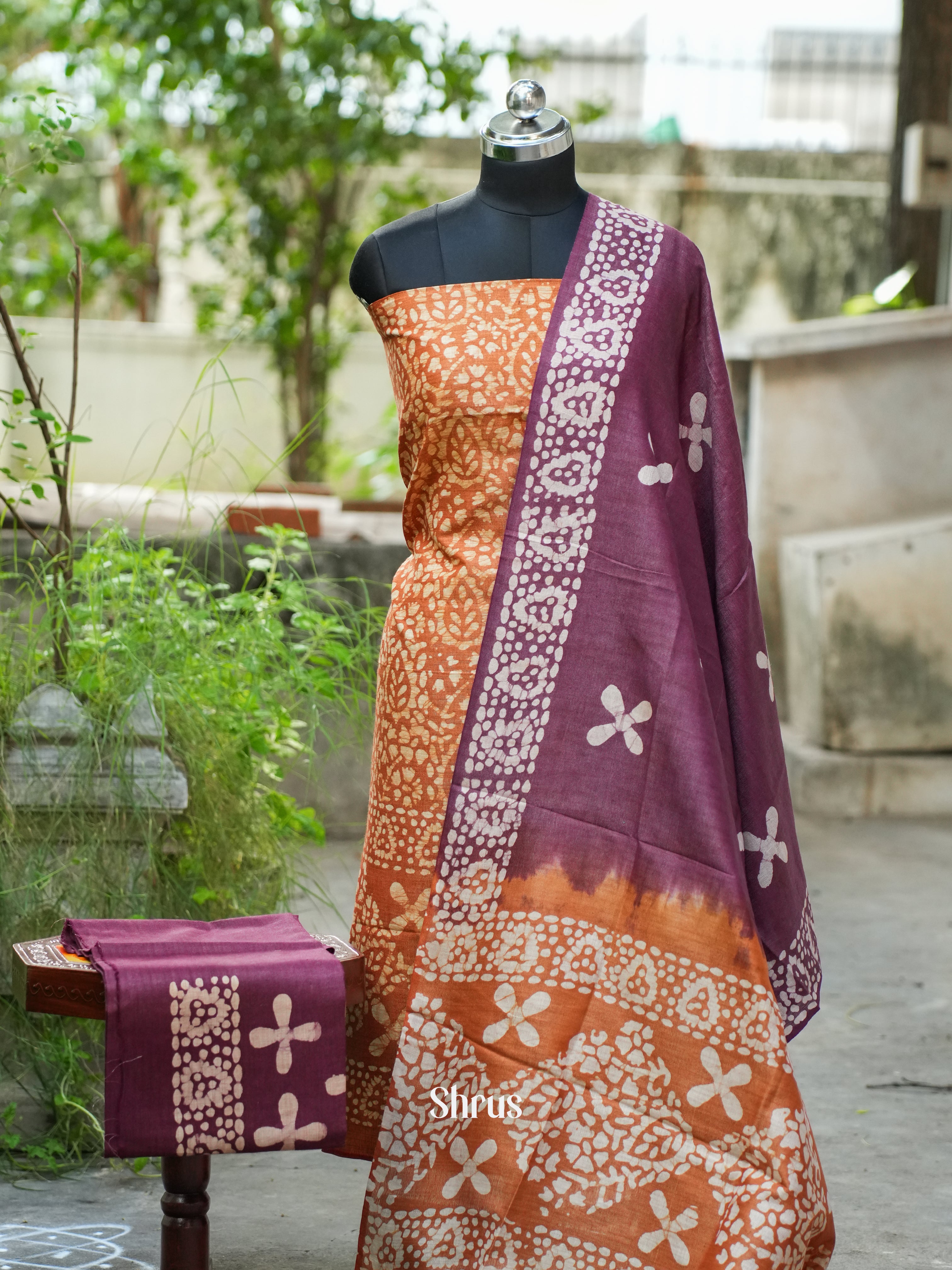 Orange & Wine - Bhatik salwar - Shop on ShrusEternity.com