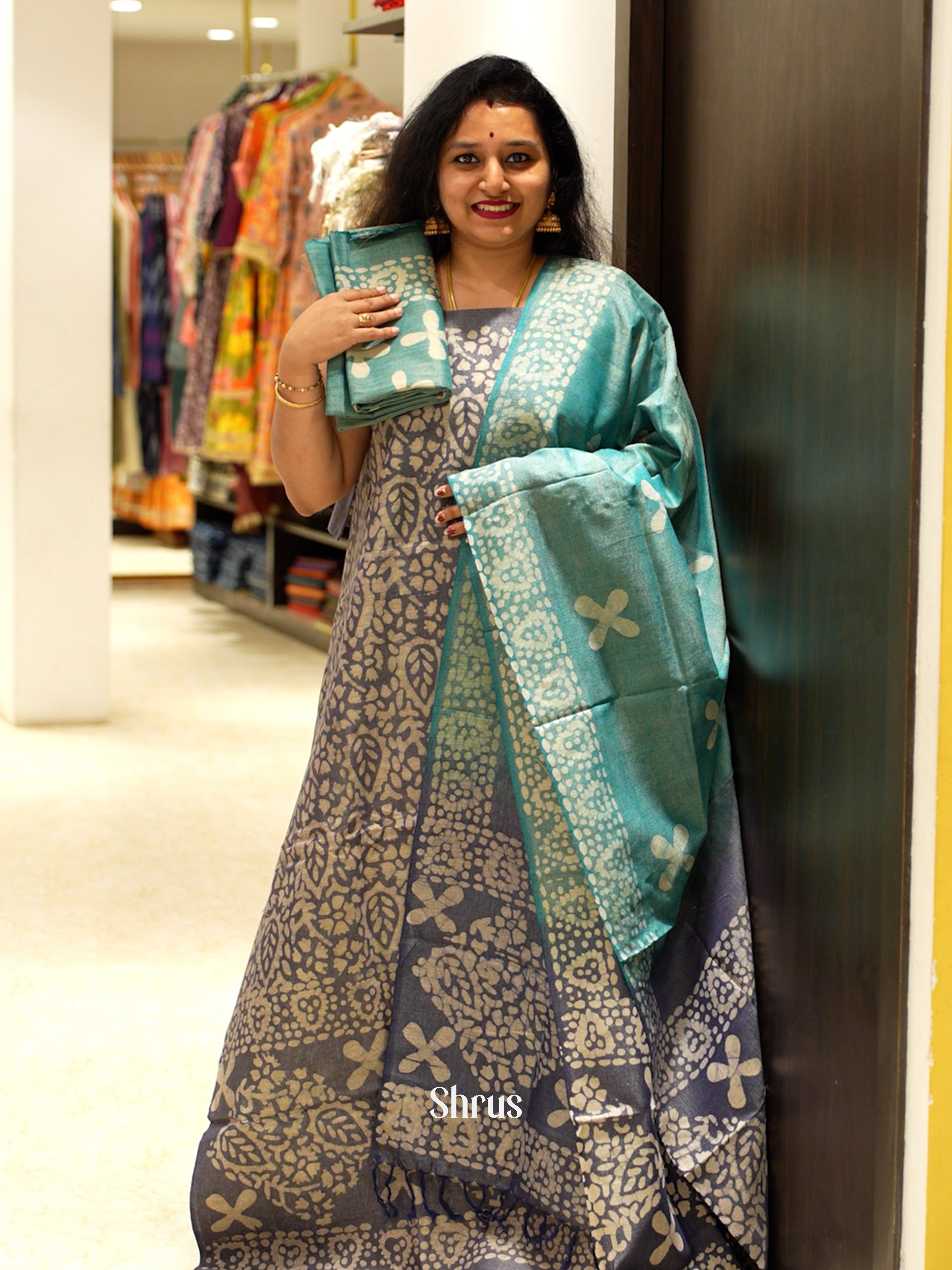 Blue & Teal -Bhatik salwar - Shop on ShrusEternity.com