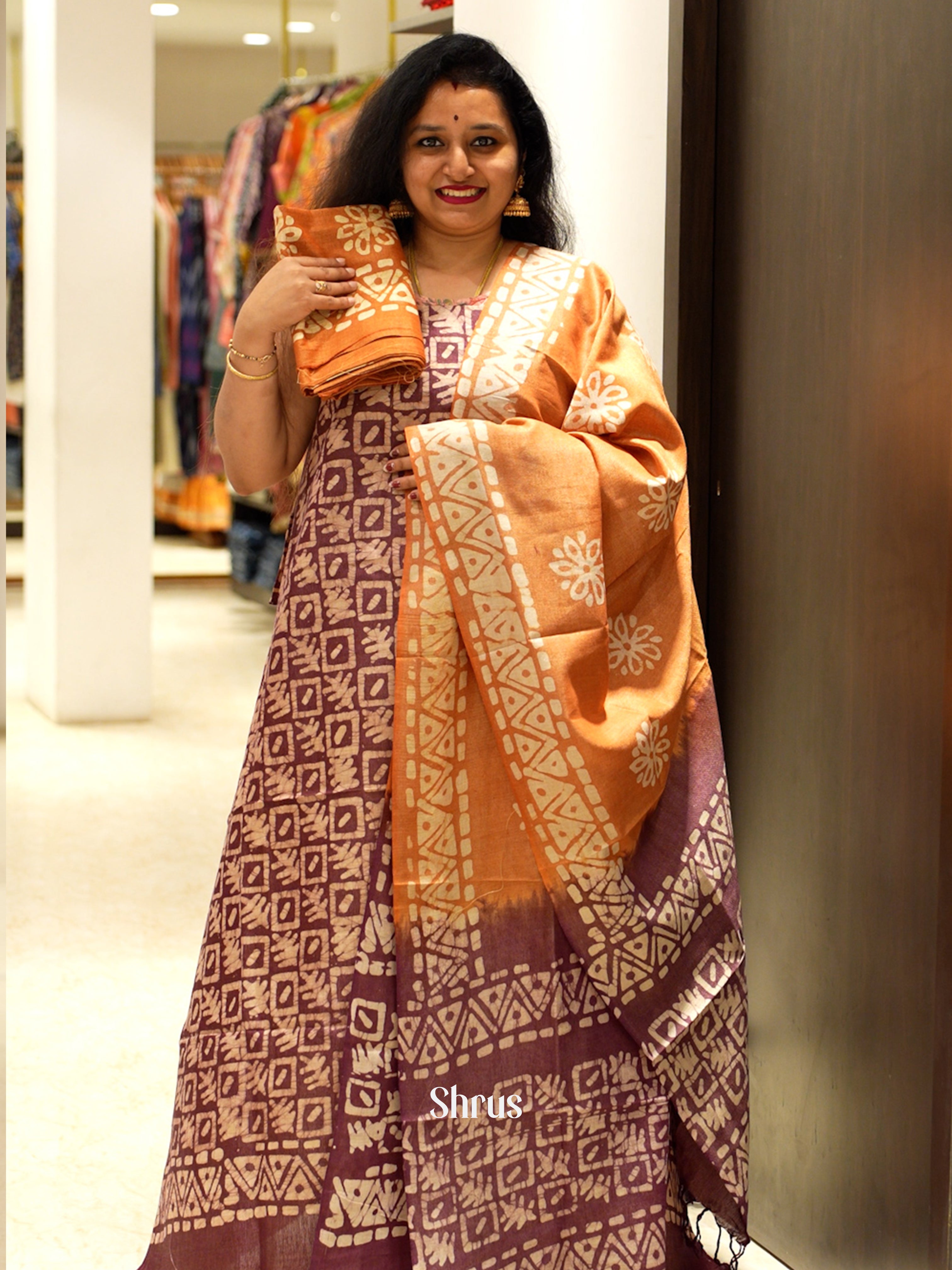 Purple & Brown - Bhatik salwar - Shop on ShrusEternity.com