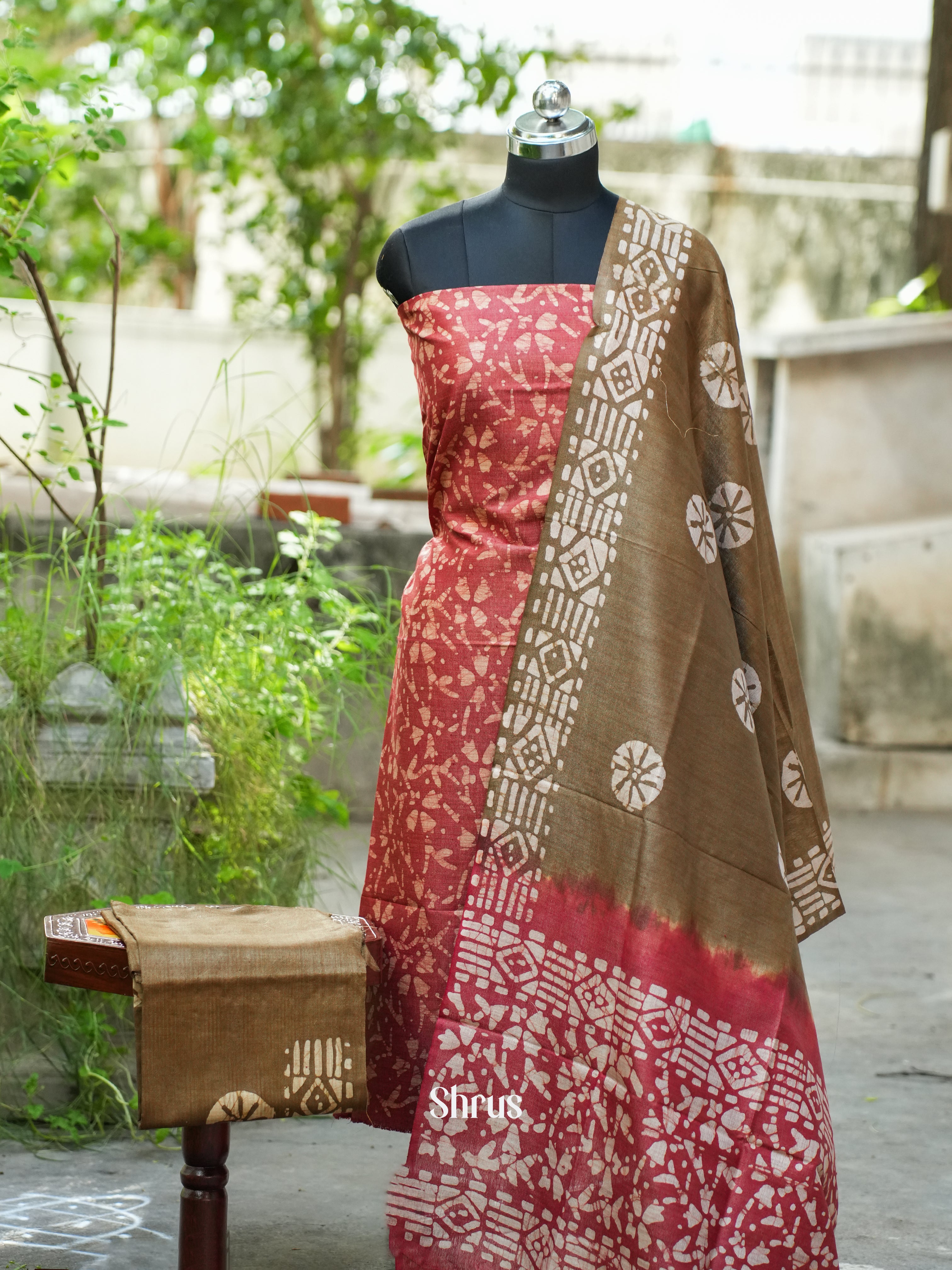 Red & Brown - Bhatik salwar - Shop on ShrusEternity.com