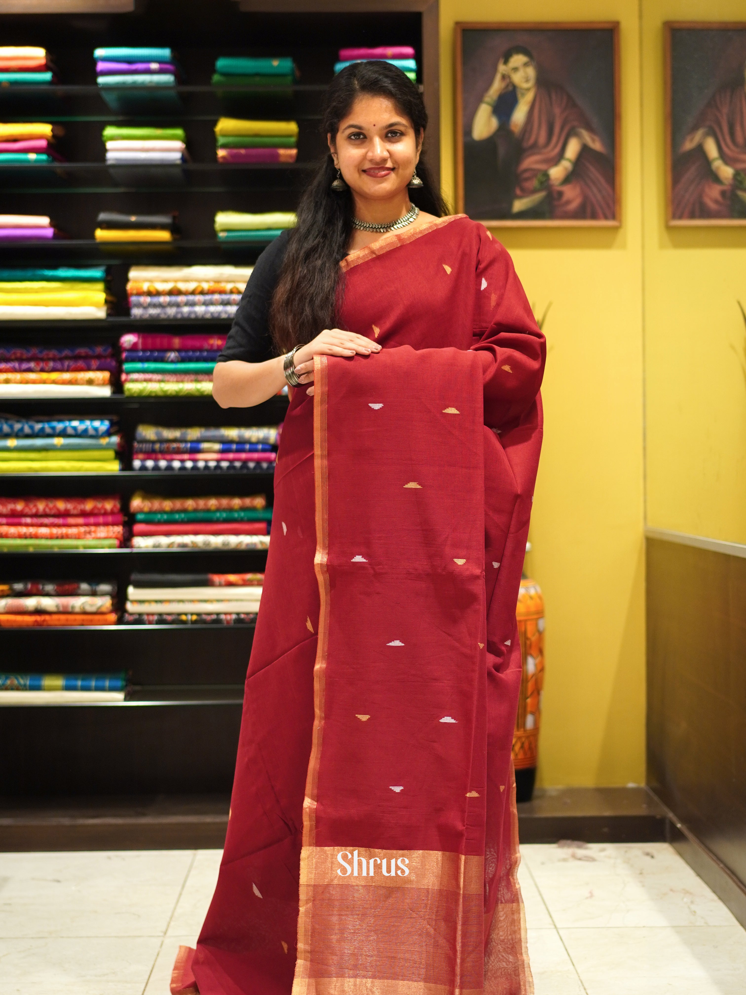 Red - Bengal cotton Saree - Shop on ShrusEternity.com