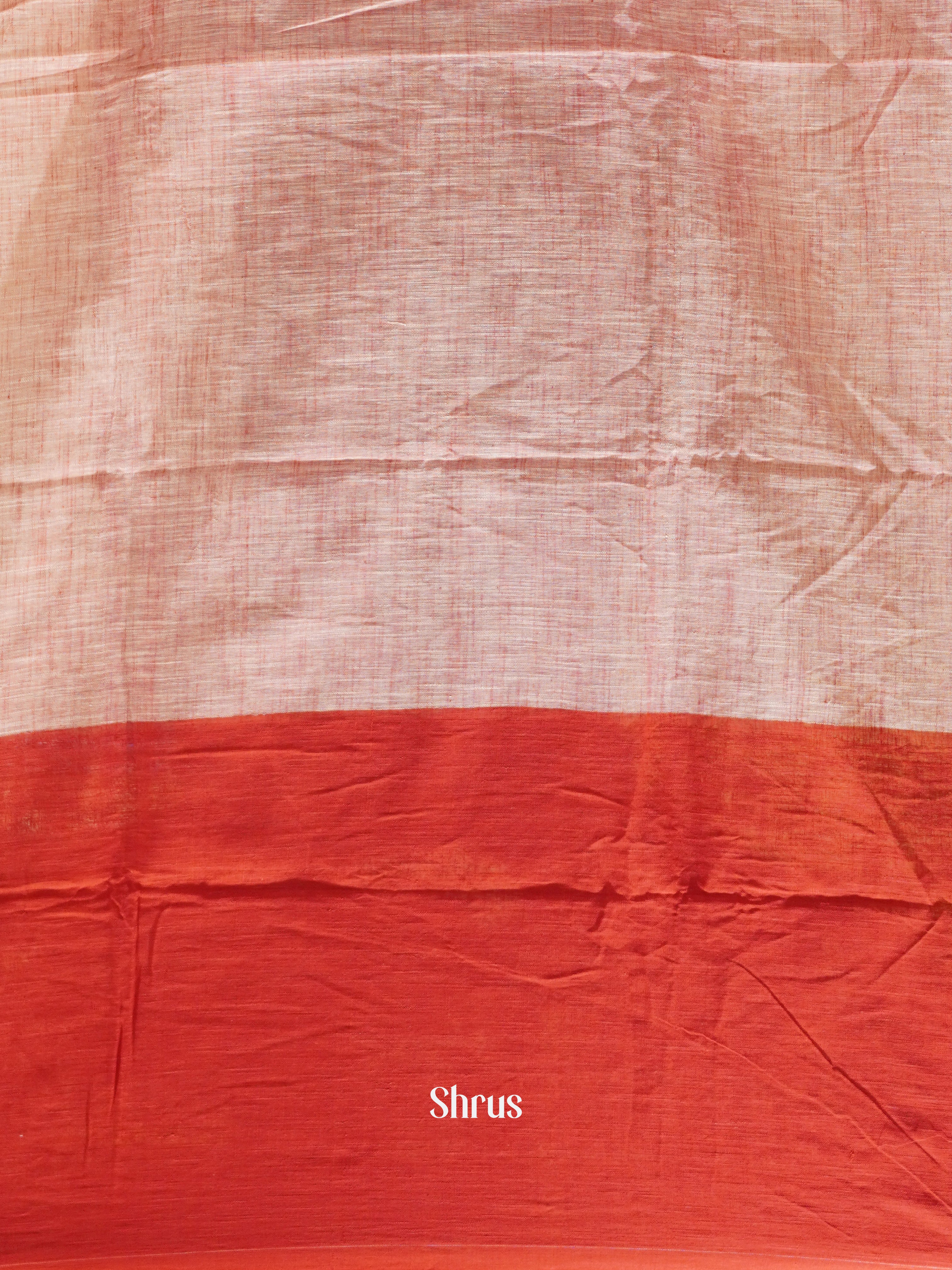 Cream & Red  - Bengal cotton Saree - Shop on ShrusEternity.com