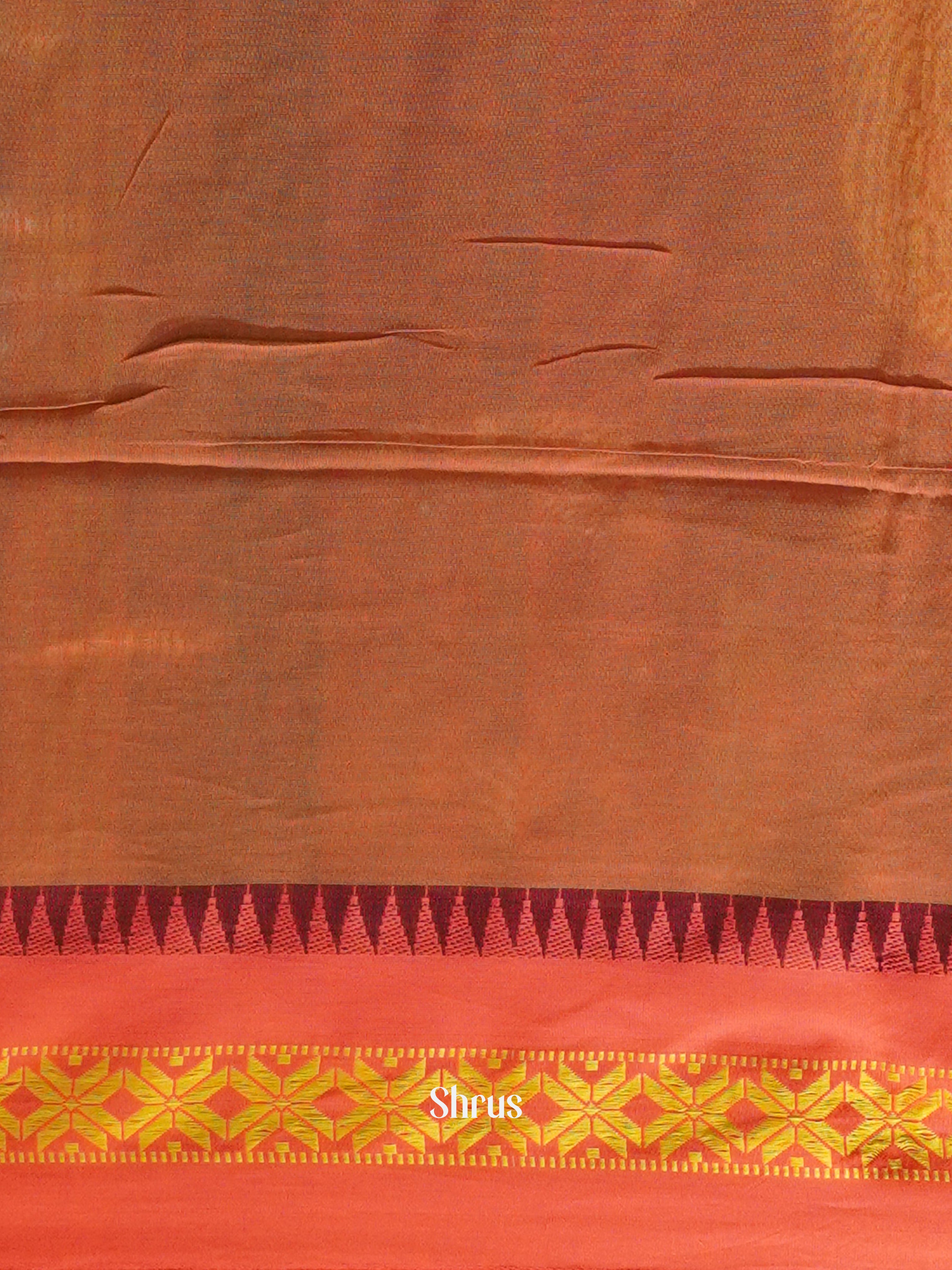 Green & Orange - Bengal cotton Saree - Shop on ShrusEternity.com