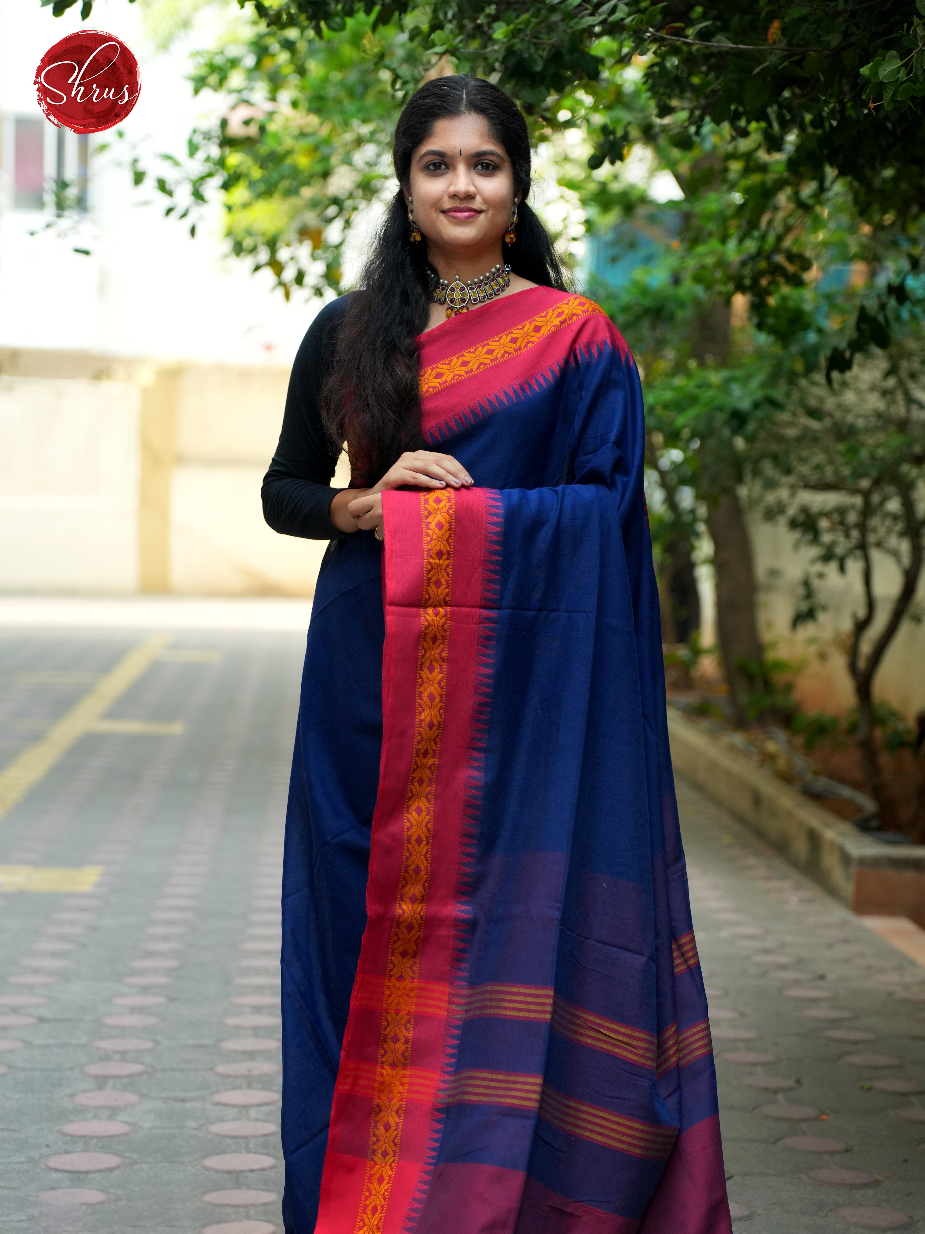 Blue & Purple - Bengal cotton Saree - Shop on ShrusEternity.com