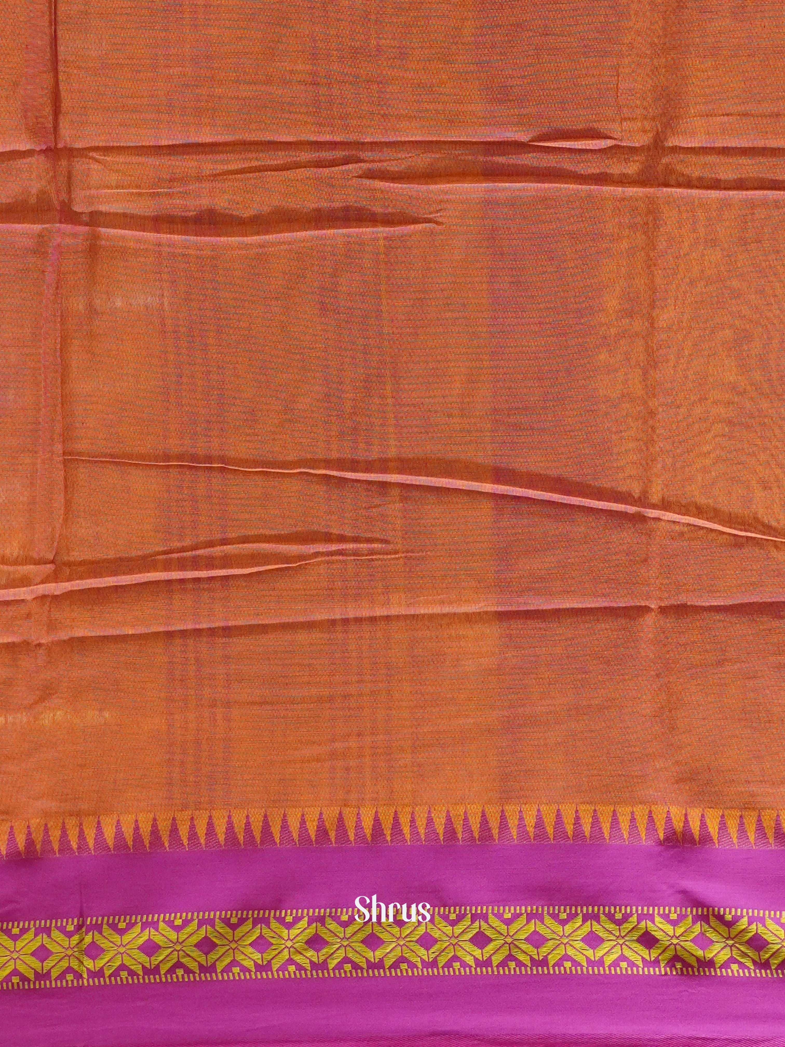 Mustard & Pink - Bengal cotton Saree - Shop on ShrusEternity.com