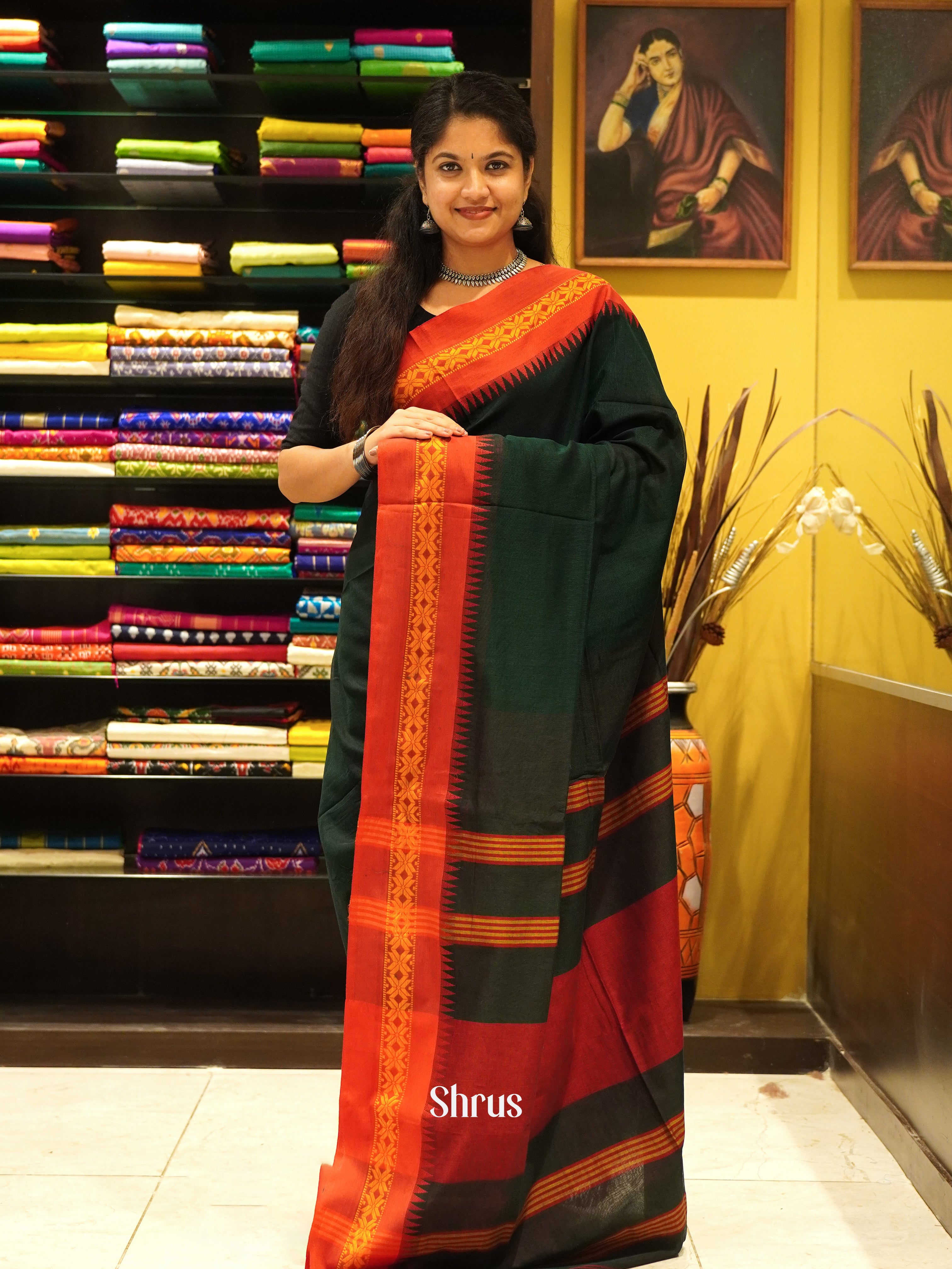 Green & Maroon - Bengal cotton Saree - Shop on ShrusEternity.com