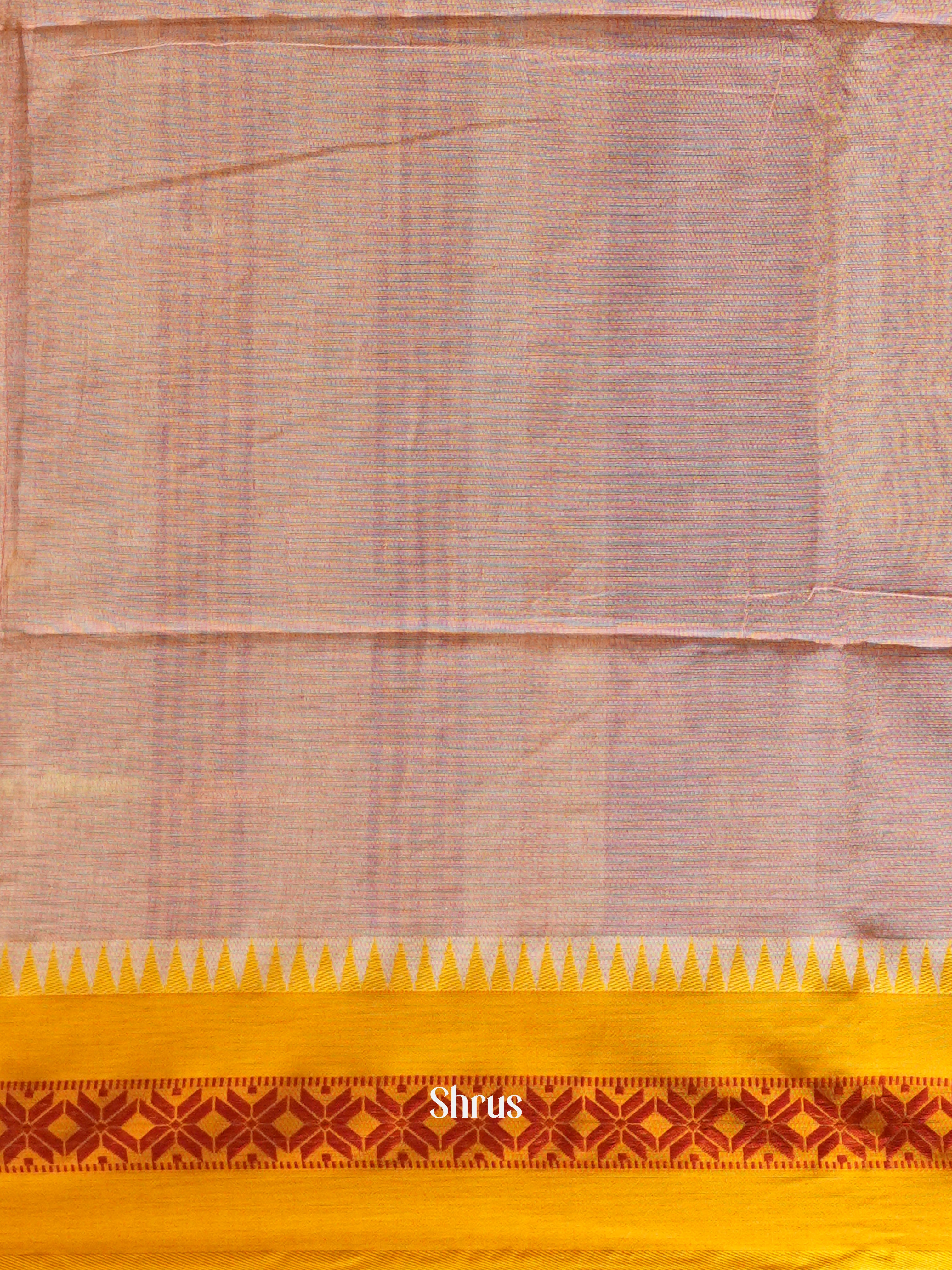 Grey & Yellow - Bengal cotton Saree - Shop on ShrusEternity.com