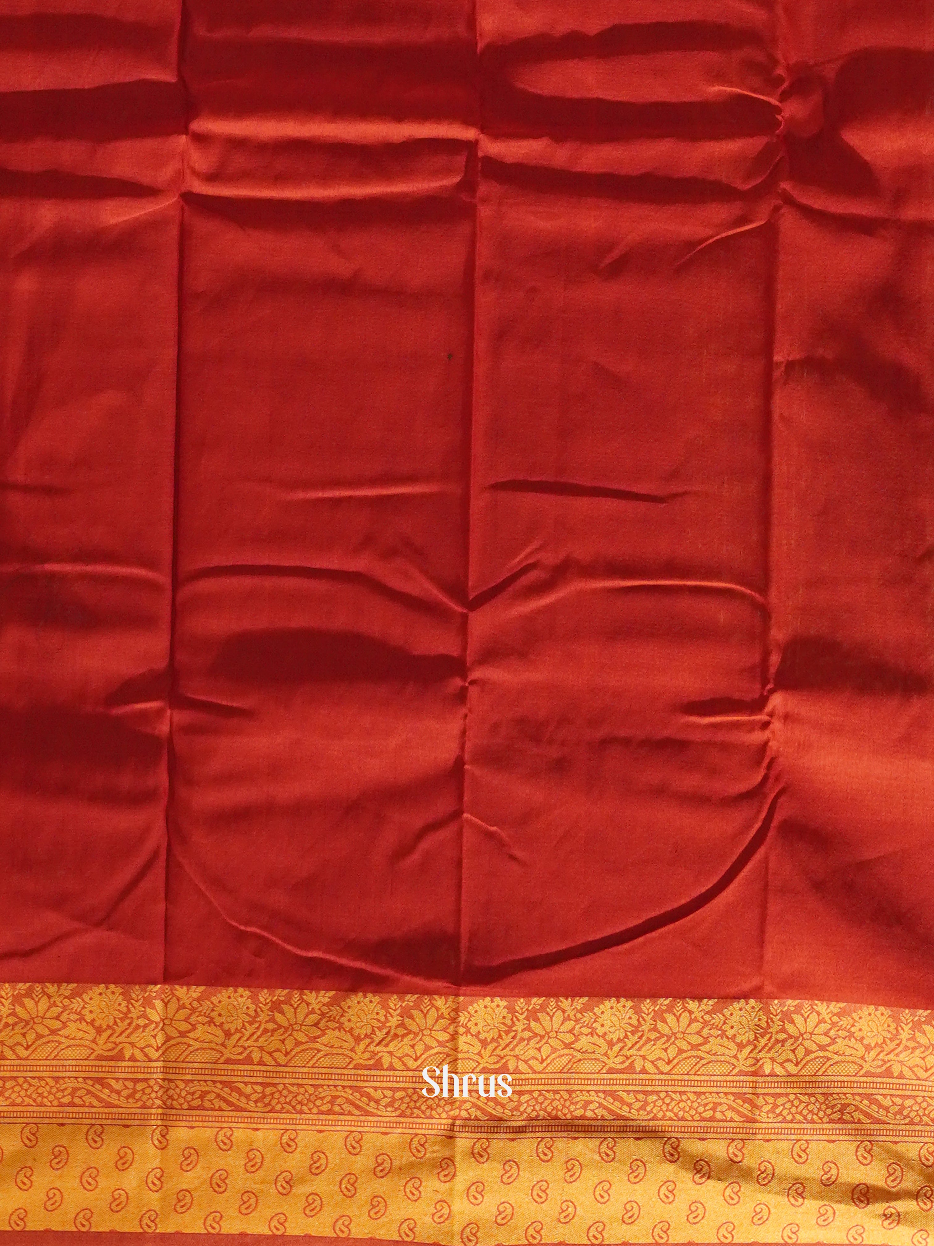 Blue & Red - Mercerized cotton Saree - Shop on ShrusEternity.com