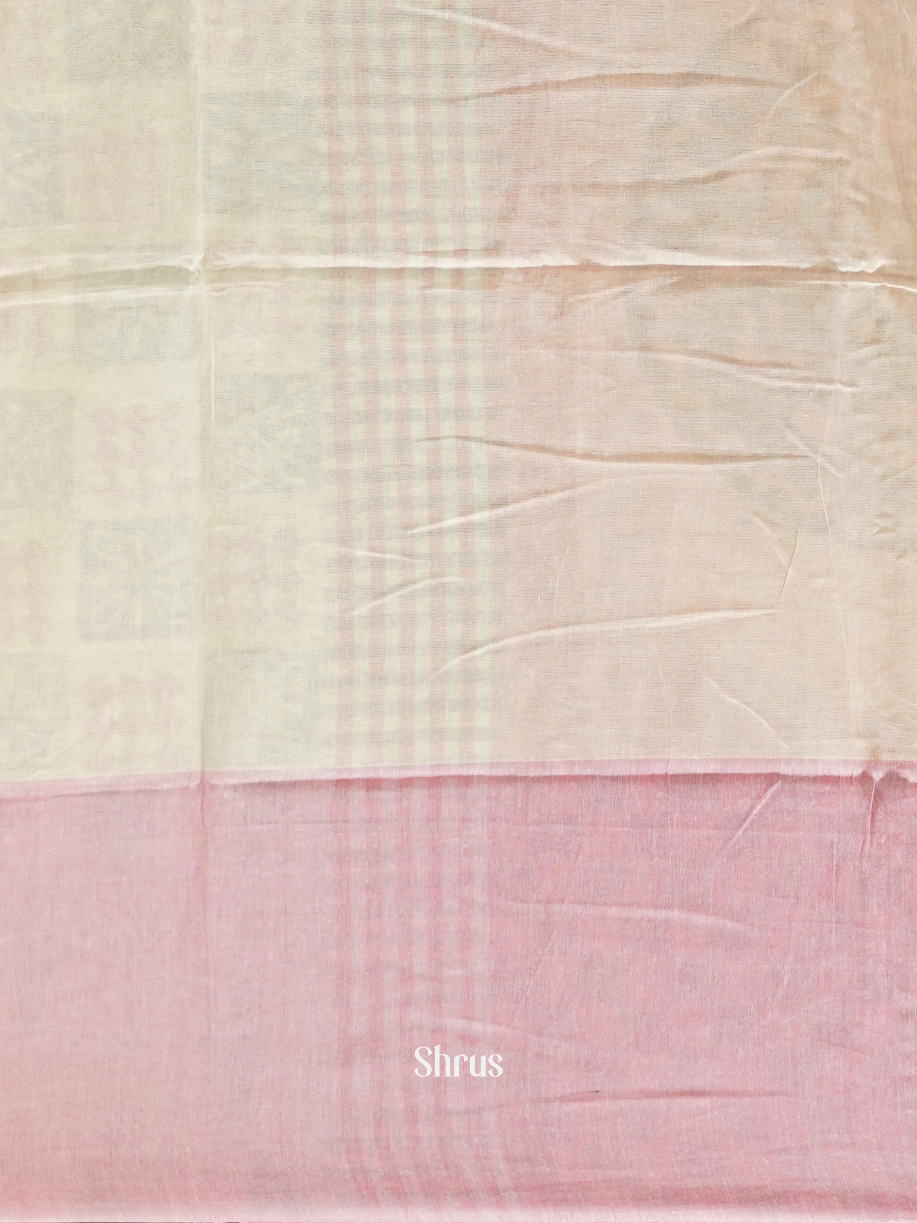 Cream & Pink - Bengal cotton Saree - Shop on ShrusEternity.com