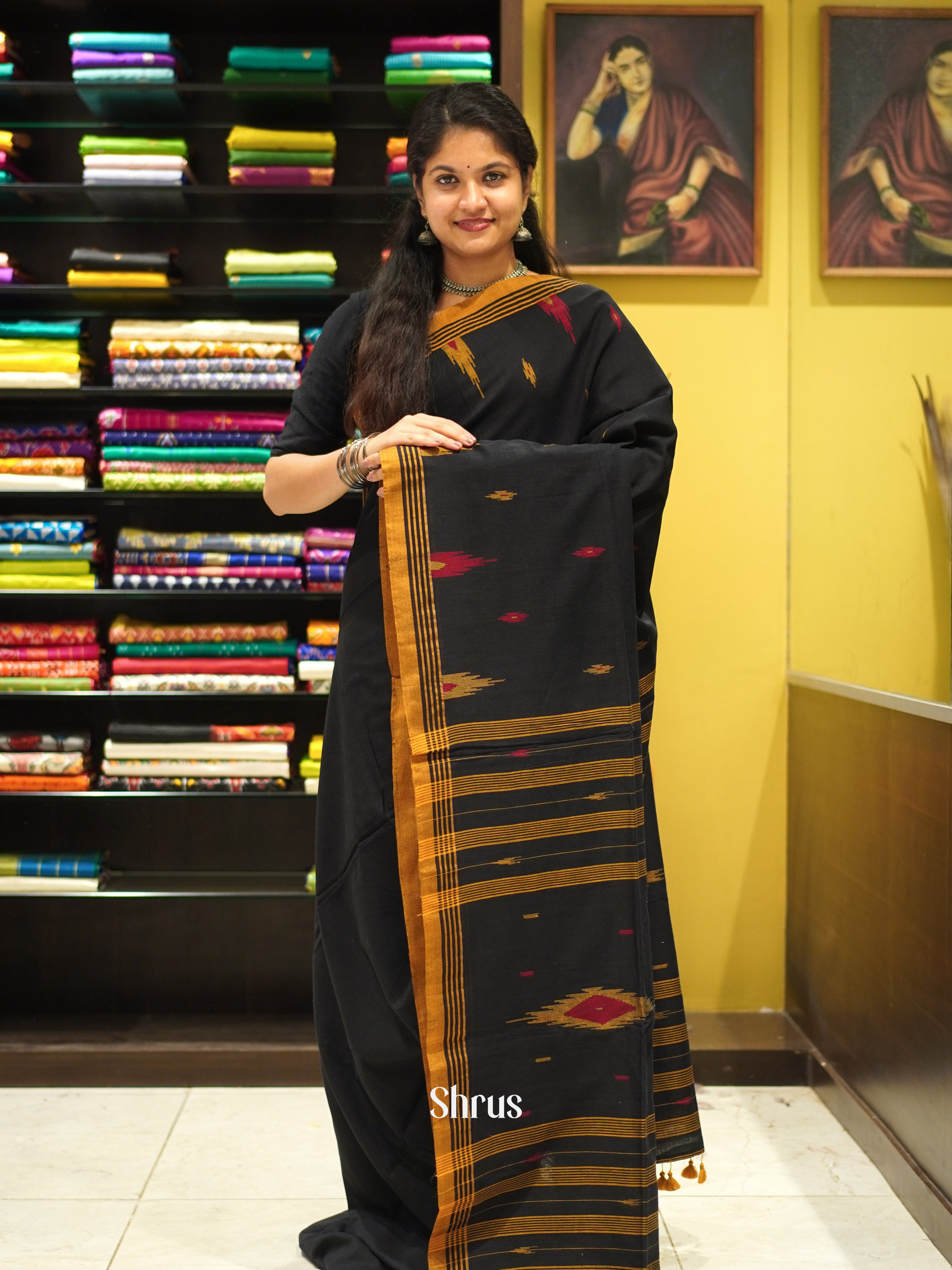 Black - Bengal cotton Saree - Shop on ShrusEternity.com