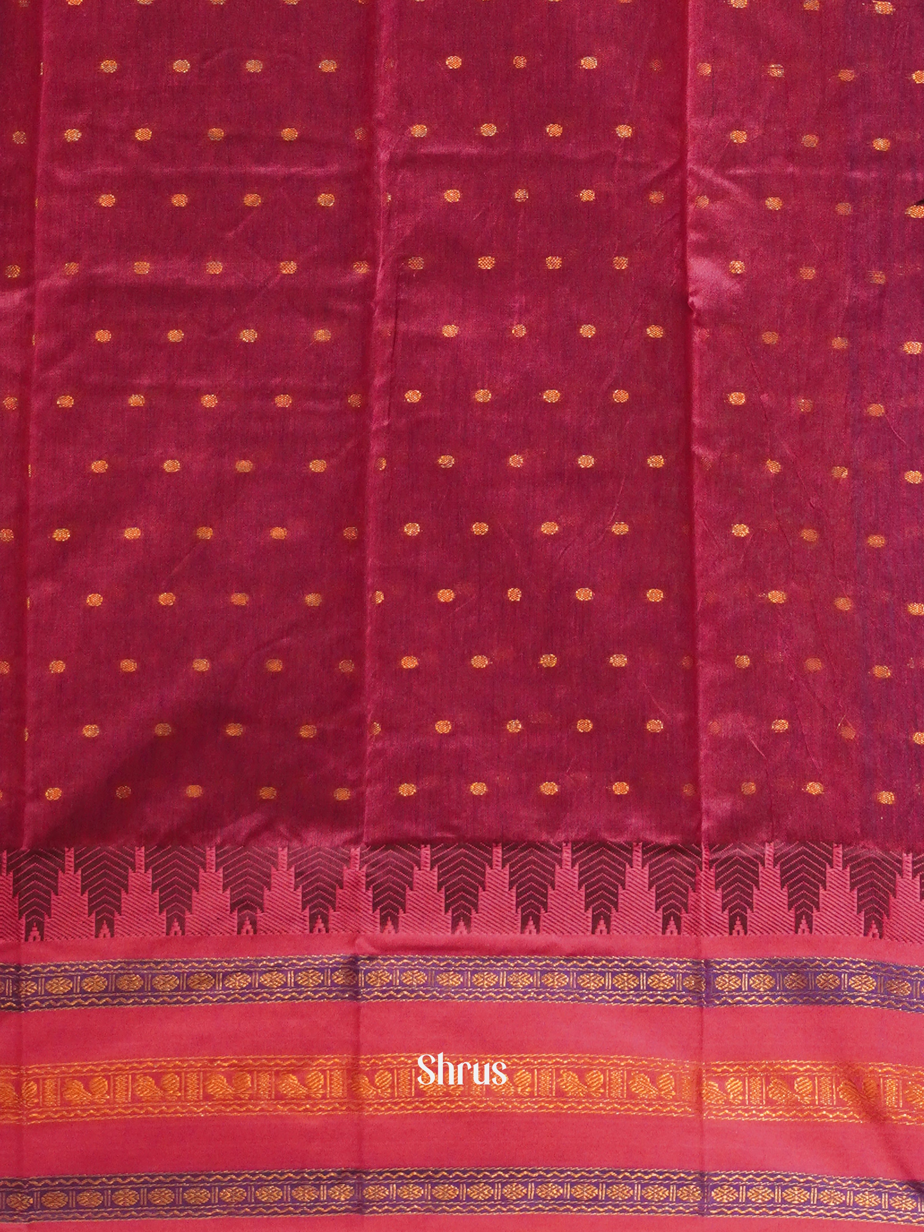 Blue & Pink - Mercerized Cotton Saree - Shop on ShrusEternity.com