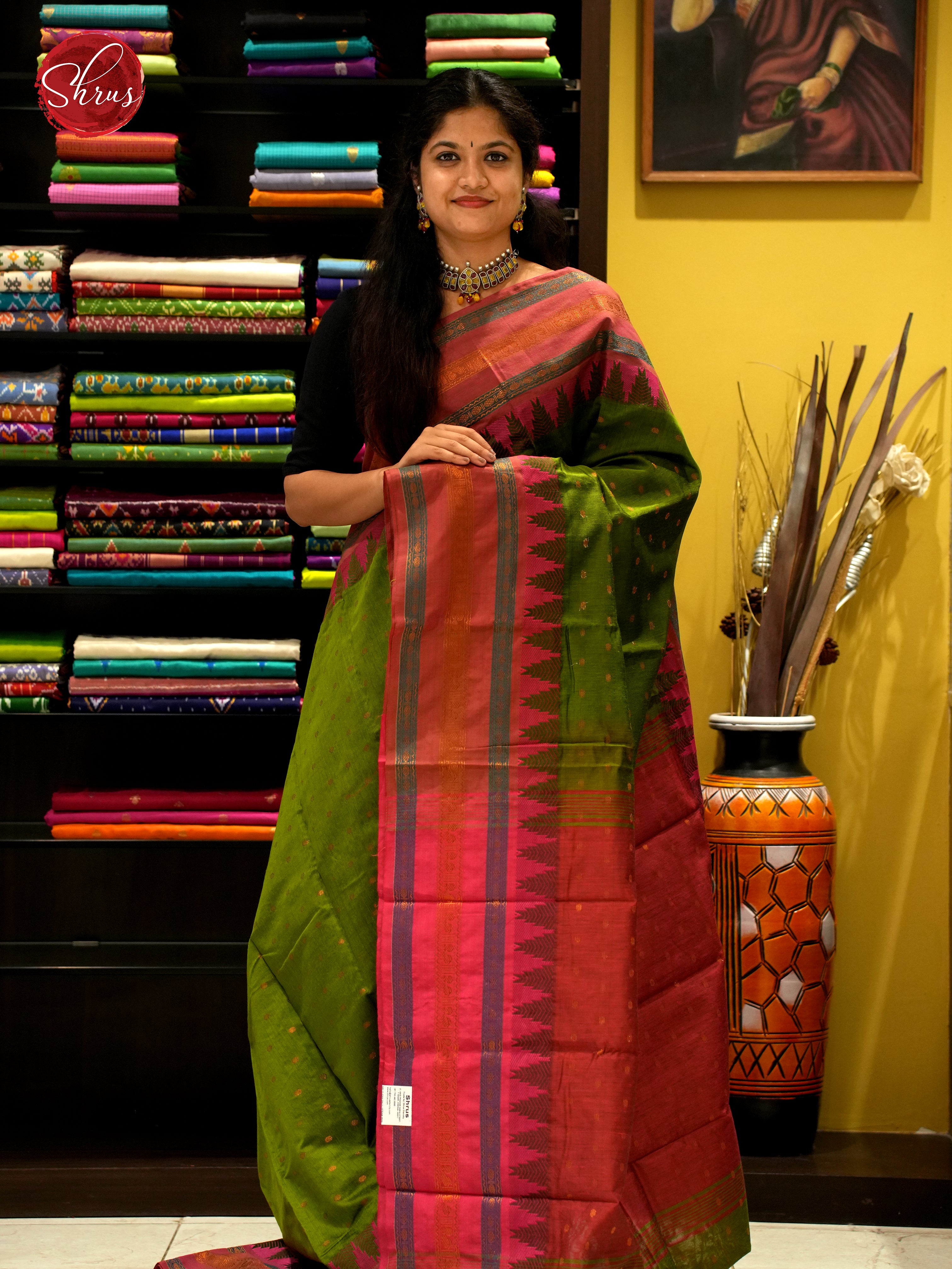 Green & Brick - Mercerized Cotton Saree - Shop on ShrusEternity.com