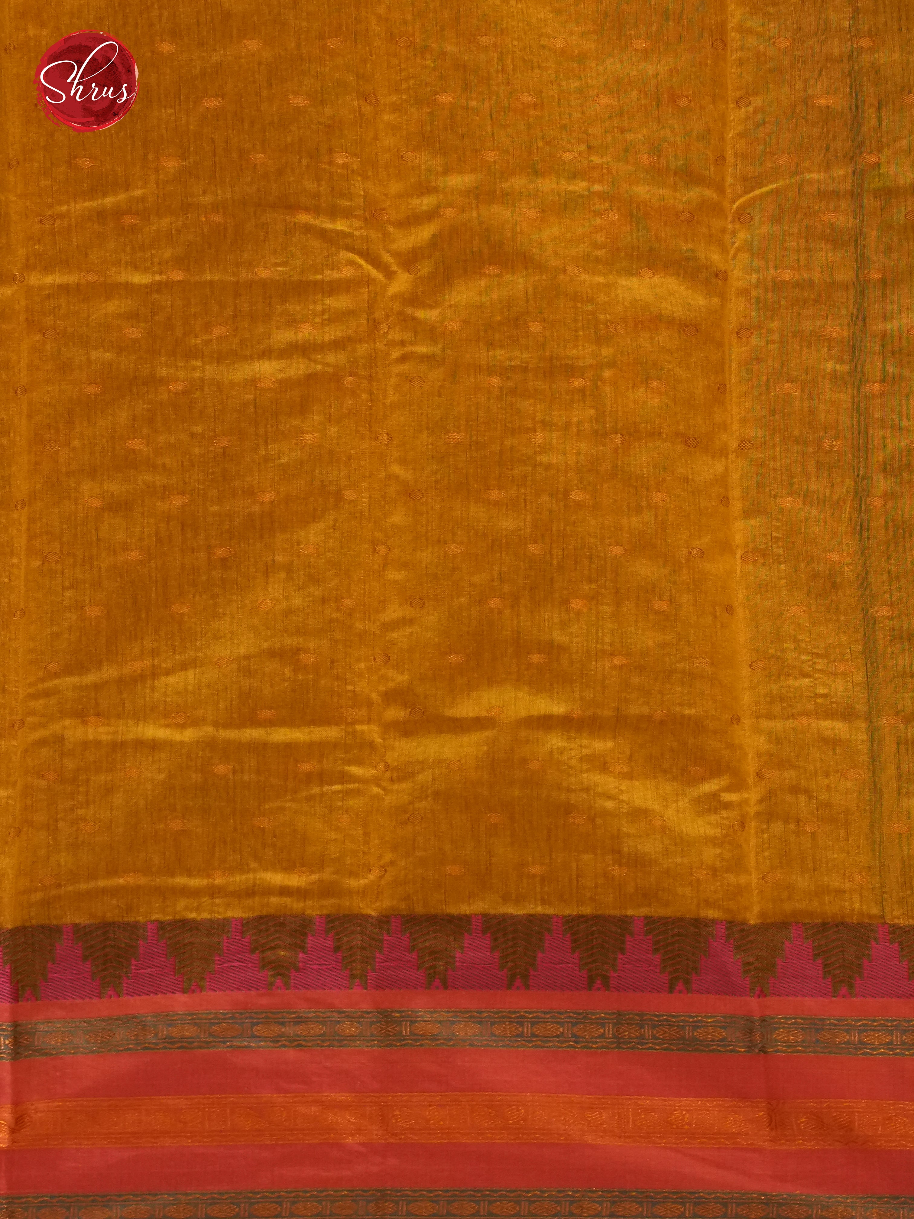 Blue & Yellow - Mercerized Cotton Saree - Shop on ShrusEternity.com