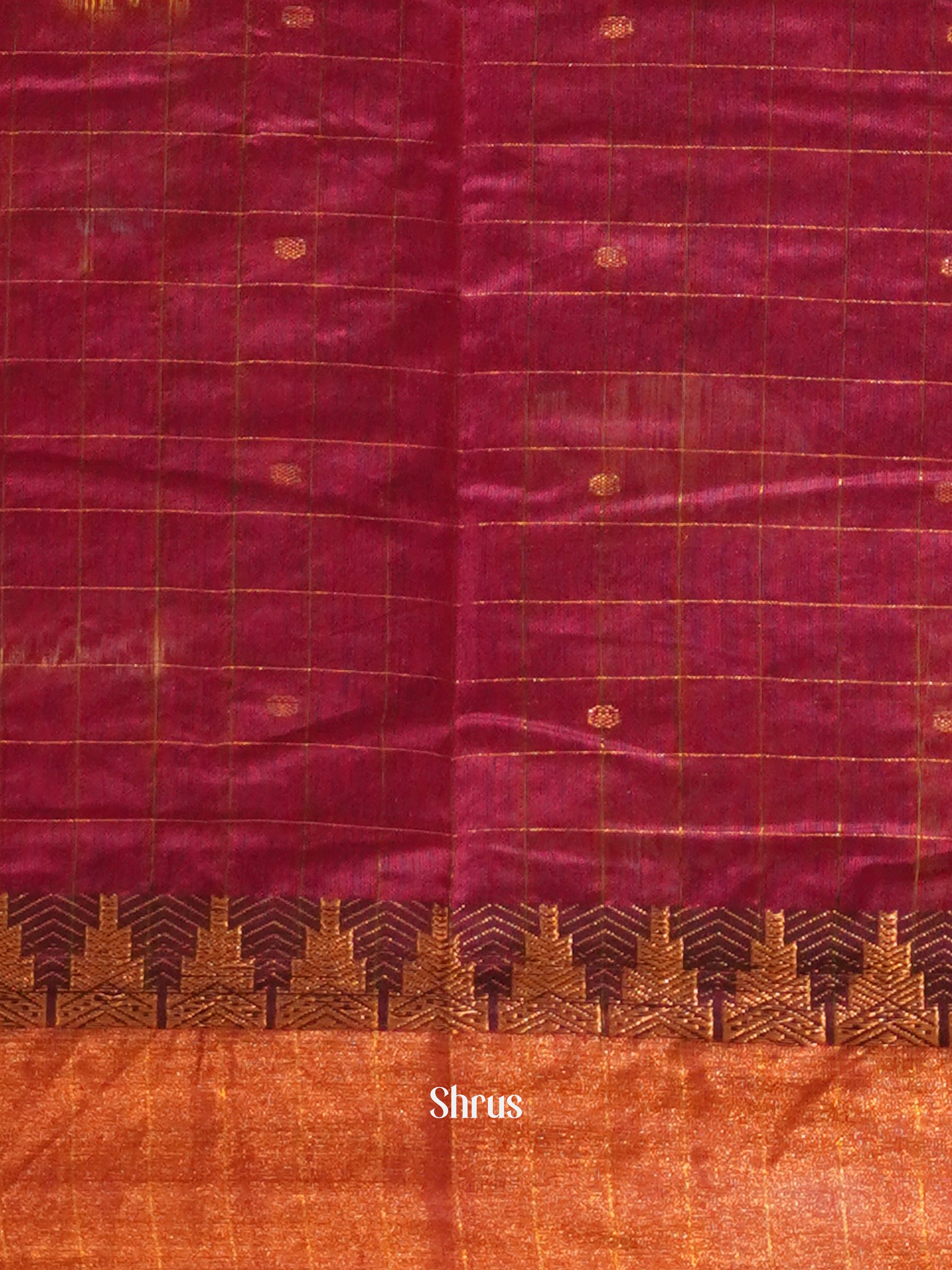 Mustard &  Majenta - Mercerized Cotton Saree - Shop on ShrusEternity.com