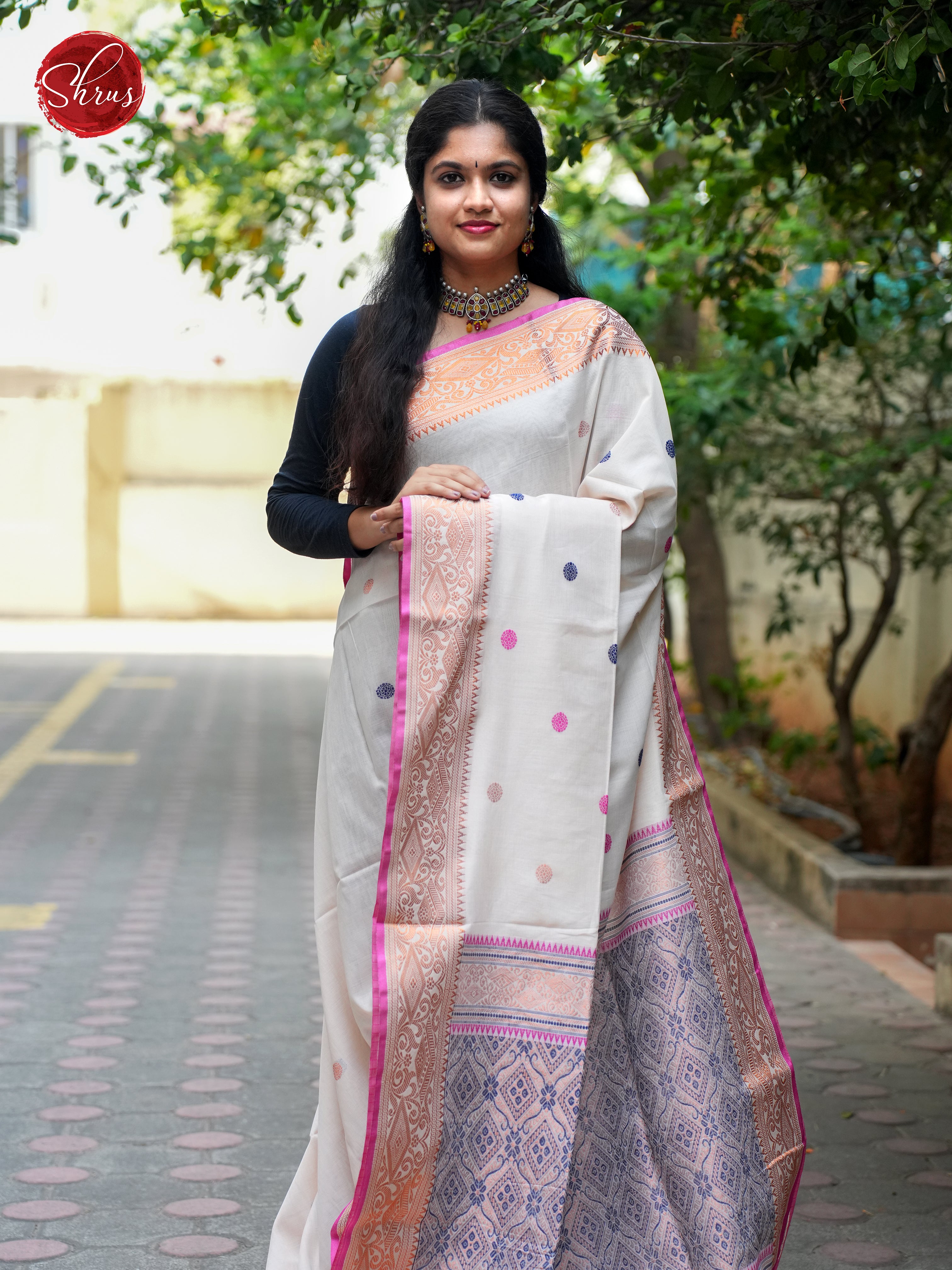 Grey & Pink - Bengal cotton Saree - Shop on ShrusEternity.com