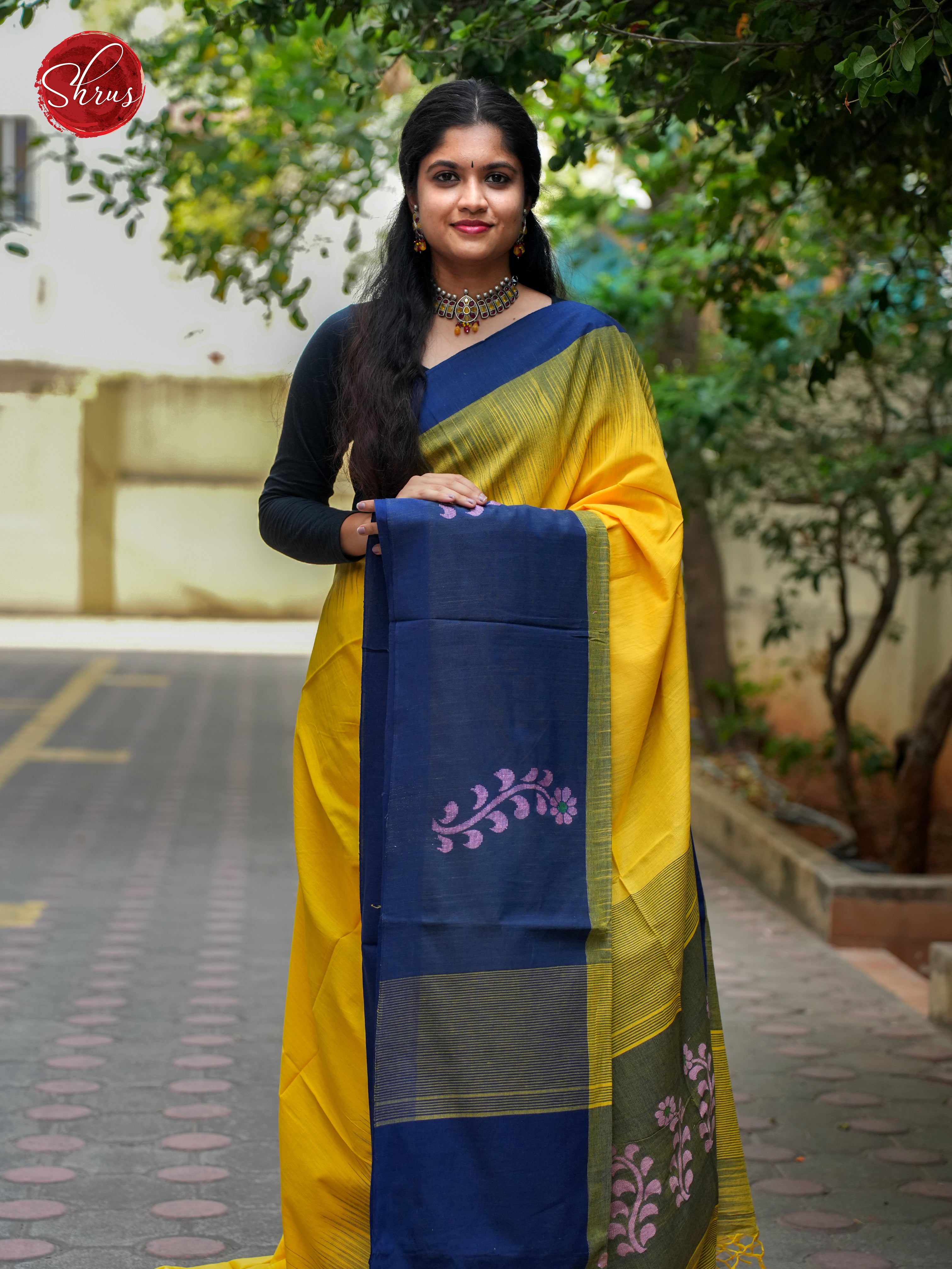 Yellow & Green - Bengal cotton Saree - Shop on ShrusEternity.com